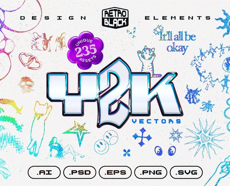 (FREE) 235 Y2K Shapes, Icons and Elements на Dprofile