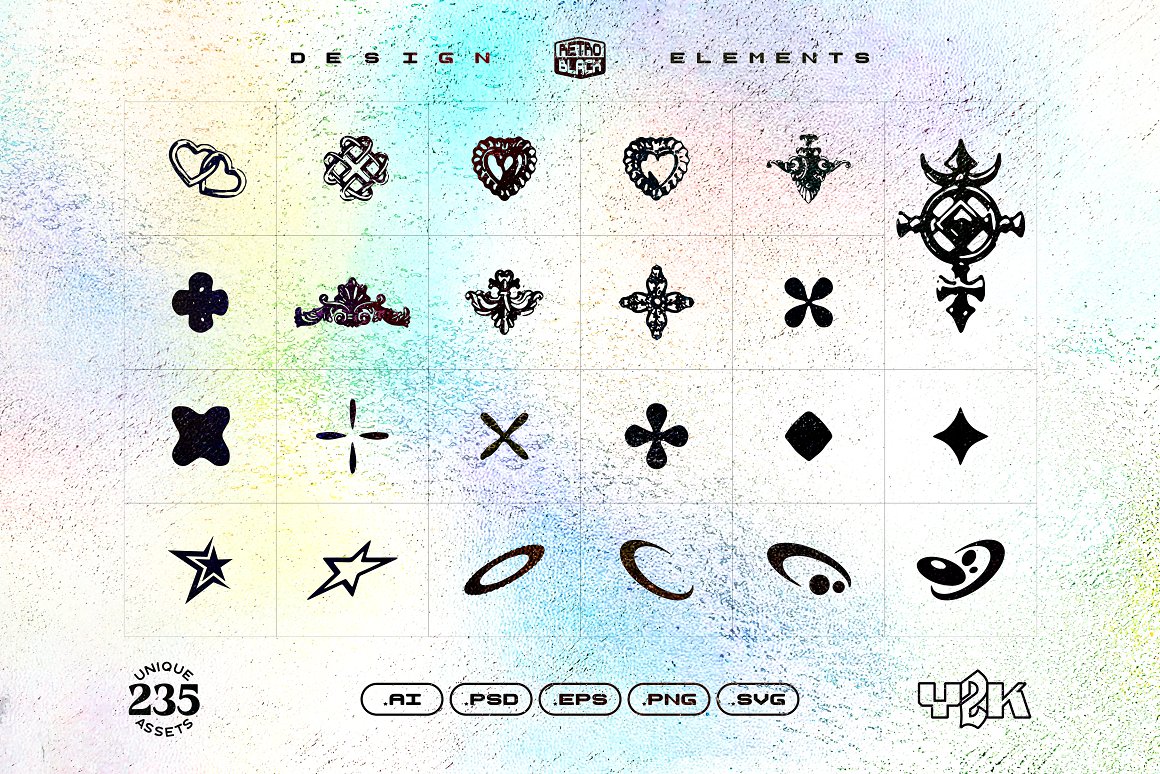 (FREE) 235 Y2K Shapes, Icons and Elements — Изображение №5 — Брендинг, Графика на Dprofile