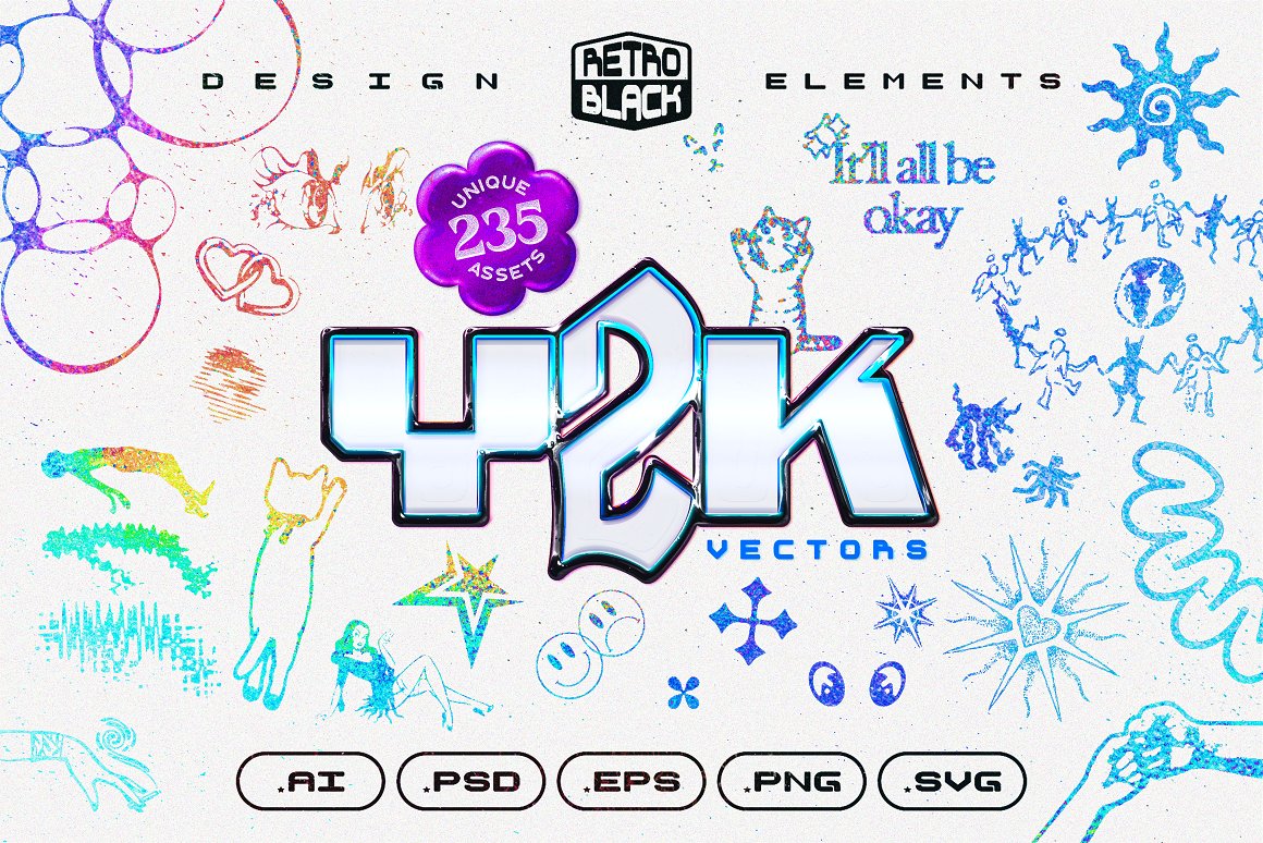 (FREE) 235 Y2K Shapes, Icons and Elements — Изображение №1 — Брендинг, Графика на Dprofile