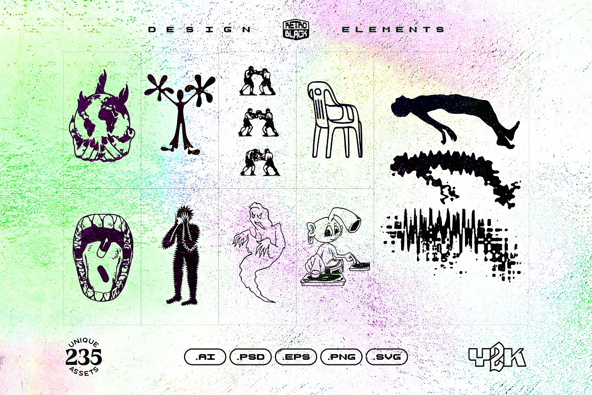 (FREE) 235 Y2K Shapes, Icons and Elements — Изображение №13 — Брендинг, Графика на Dprofile