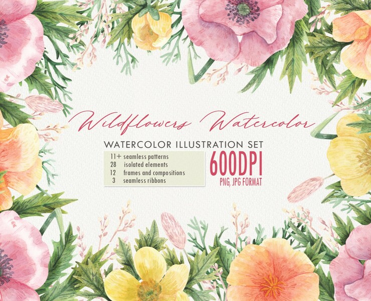 Wildflower Watercolor — Иллюстрация на Dprofile