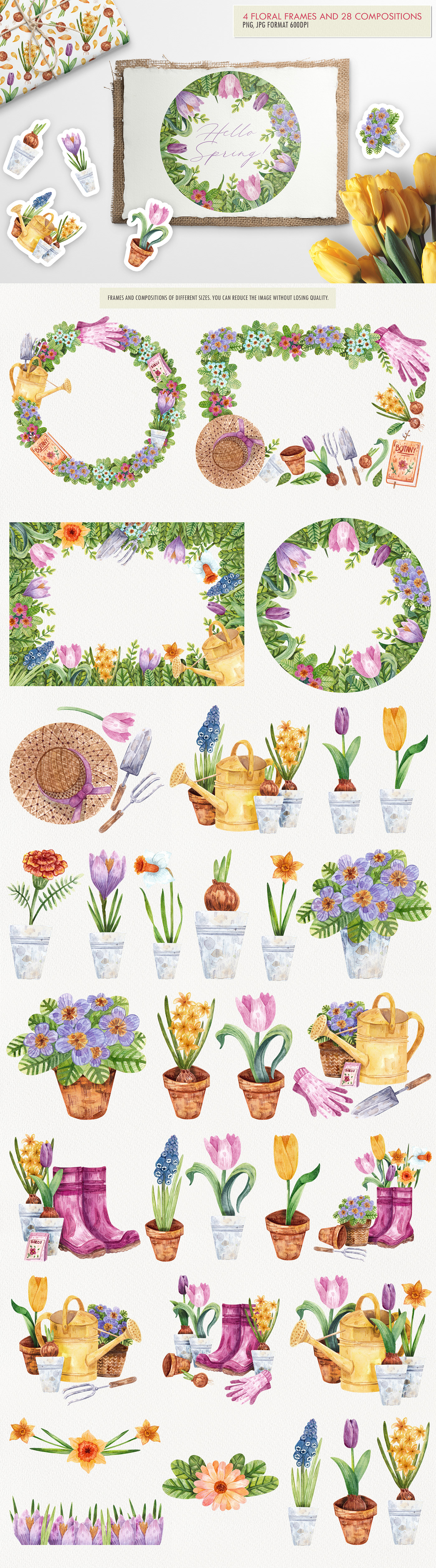 Gardening Time Watercolor — Изображение №3 — Иллюстрация на Dprofile