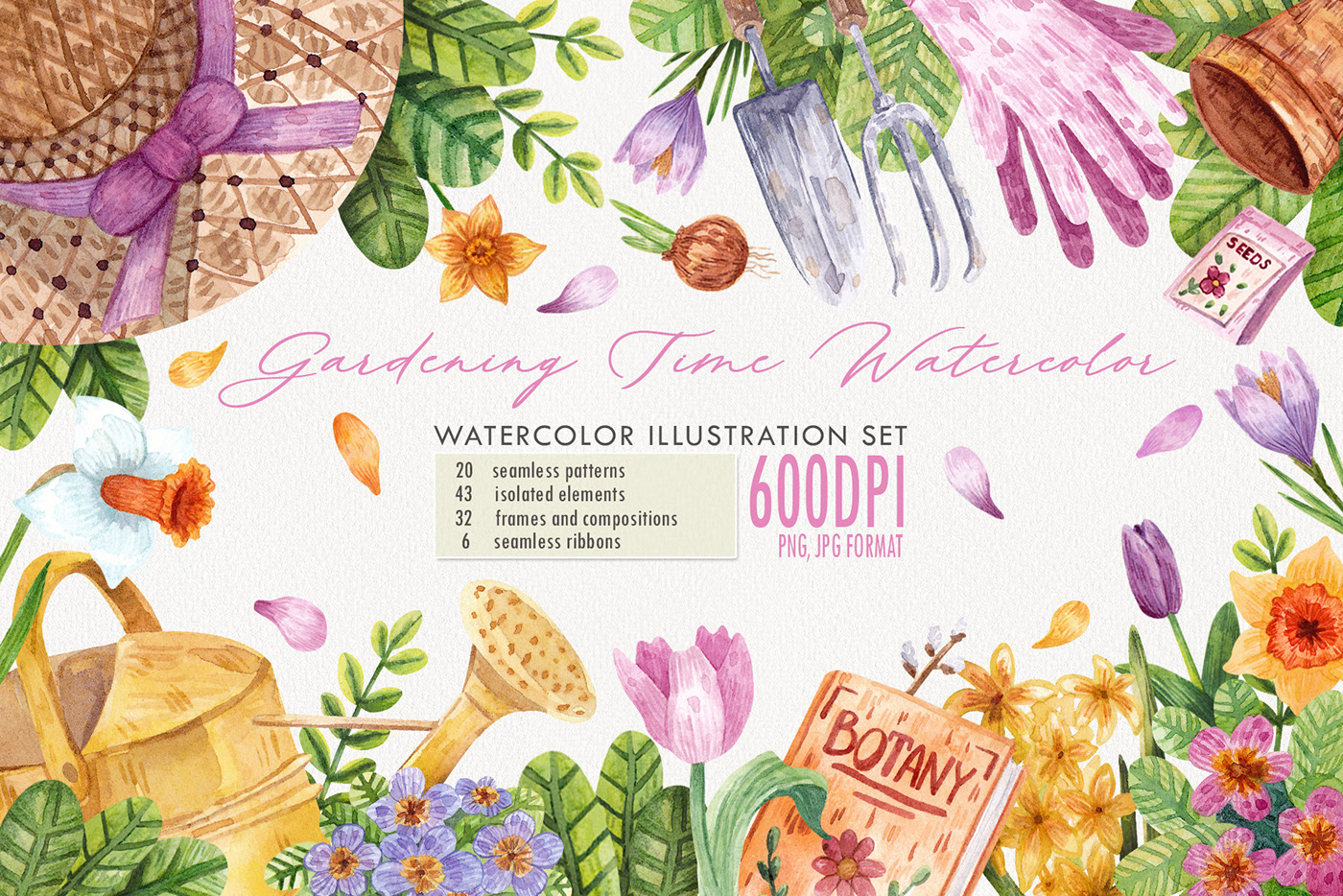 Gardening Time Watercolor — Изображение №1 — Иллюстрация на Dprofile