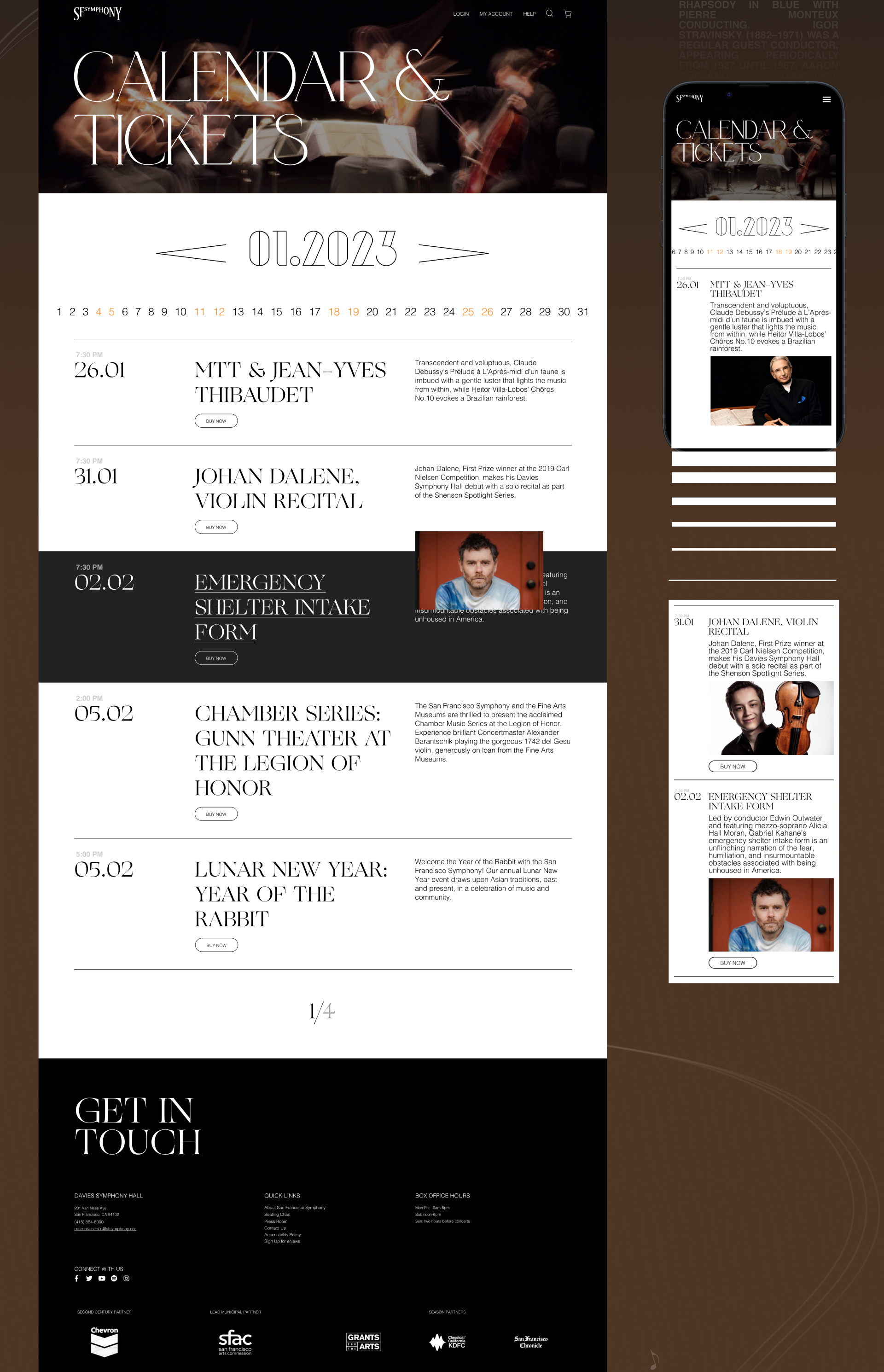 San Francisco Symphony | Corporate website — Изображение №5 — Интерфейсы, Брендинг на Dprofile