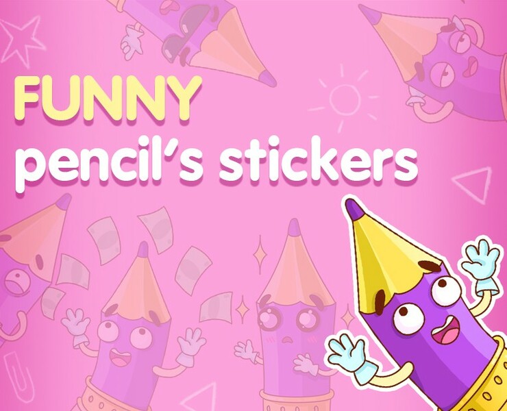 Funny pencil's stickers — Иллюстрация на Dprofile