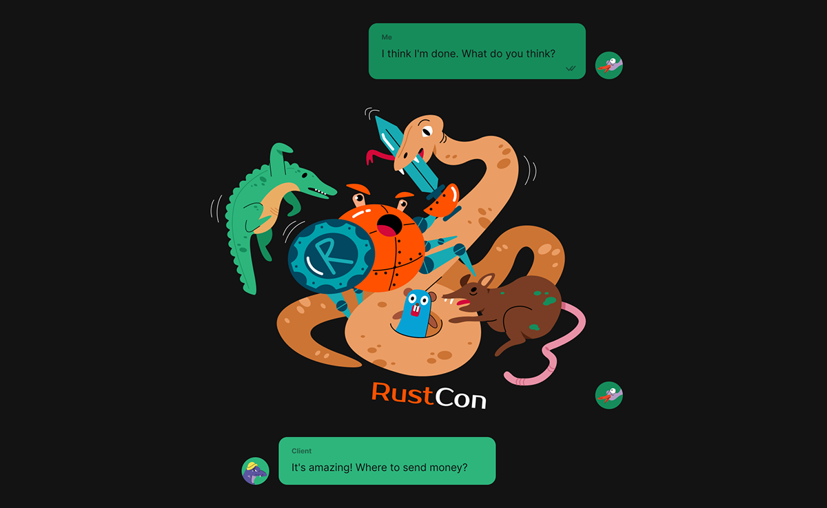 Иллюстрация для мерча на IT-конференцию RustCon — Изображение №3 — Брендинг, Иллюстрация на Dprofile
