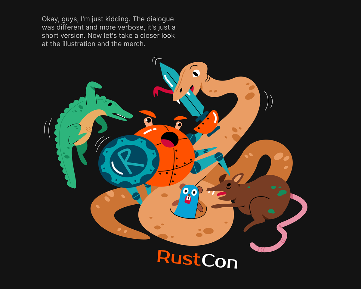 Иллюстрация для мерча на IT-конференцию RustCon — Изображение №4 — Брендинг, Иллюстрация на Dprofile