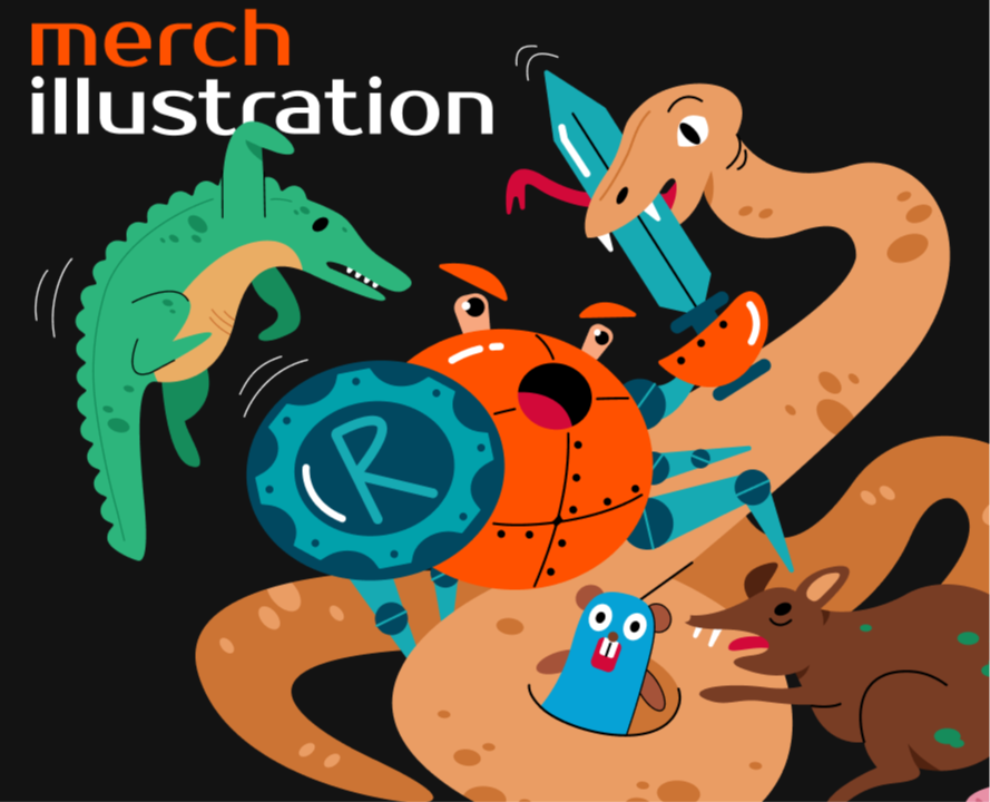 Иллюстрация для мерча на IT-конференцию RustCon — Брендинг, Иллюстрация на Dprofile