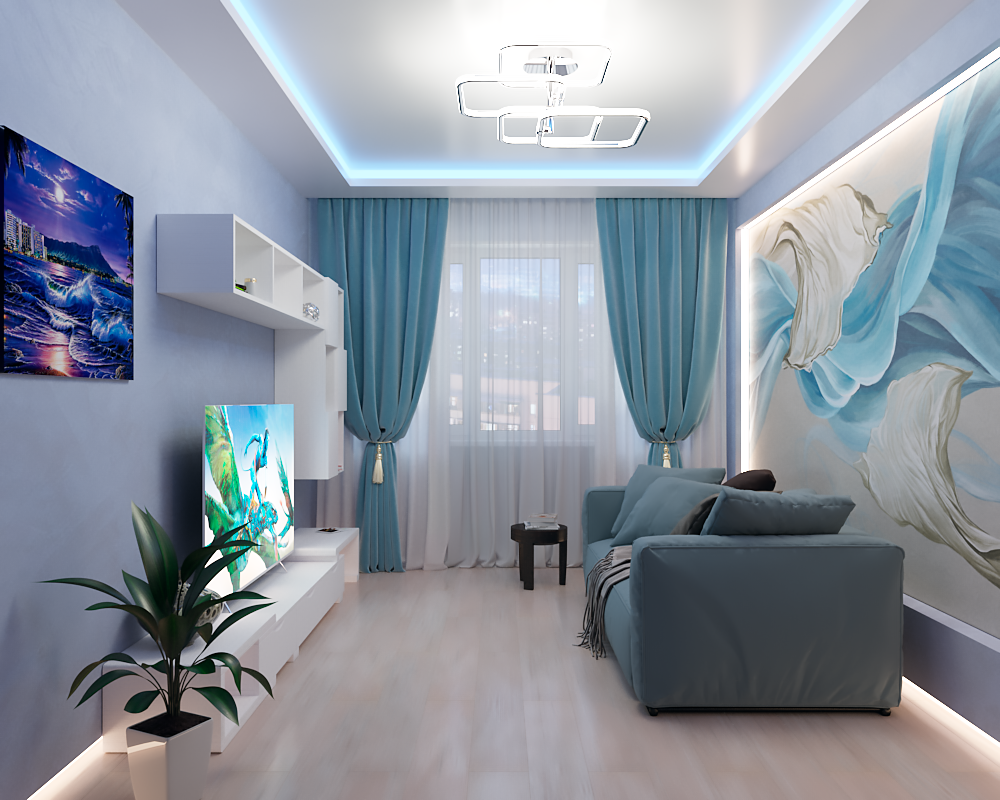 3Д-визуализация гостиной комнаты. 15m² — Изображение №2 — 3D на Dprofile