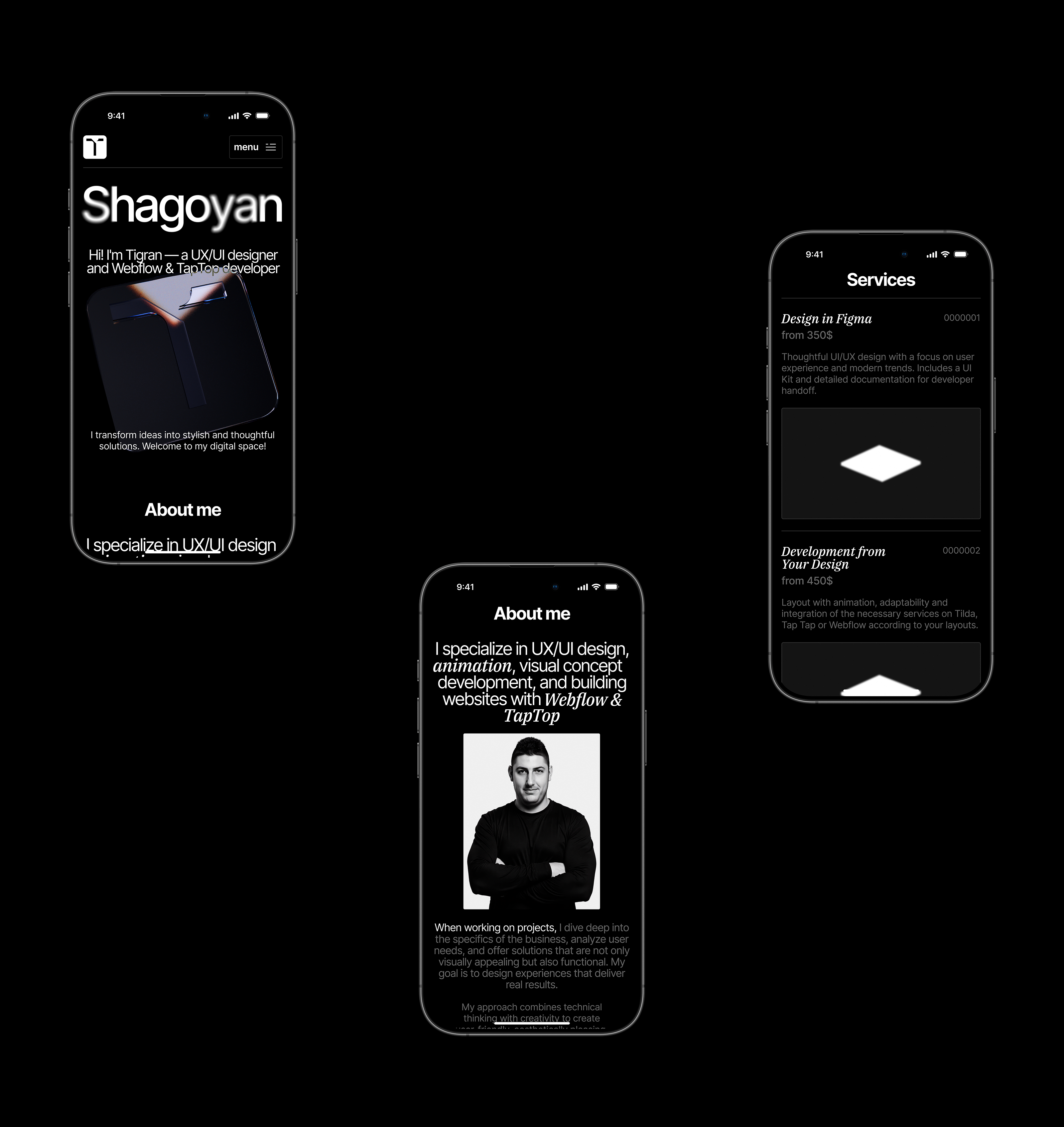 Tigran Shagoyan | Portfolio Website — Изображение №4 — Интерфейсы, Брендинг на Dprofile