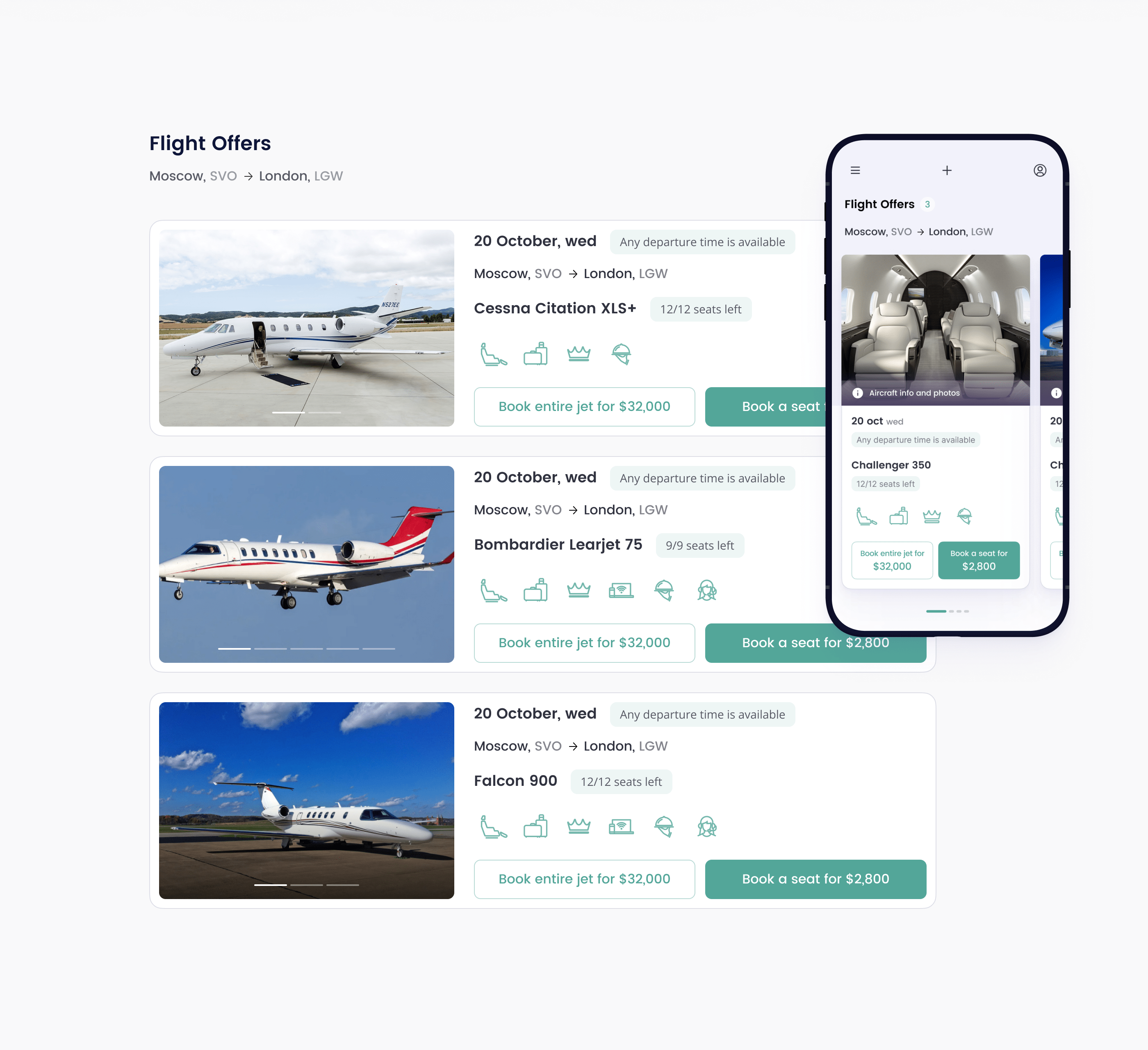 JetHunter — Private Jet service — Изображение №4 — Интерфейсы на Dprofile