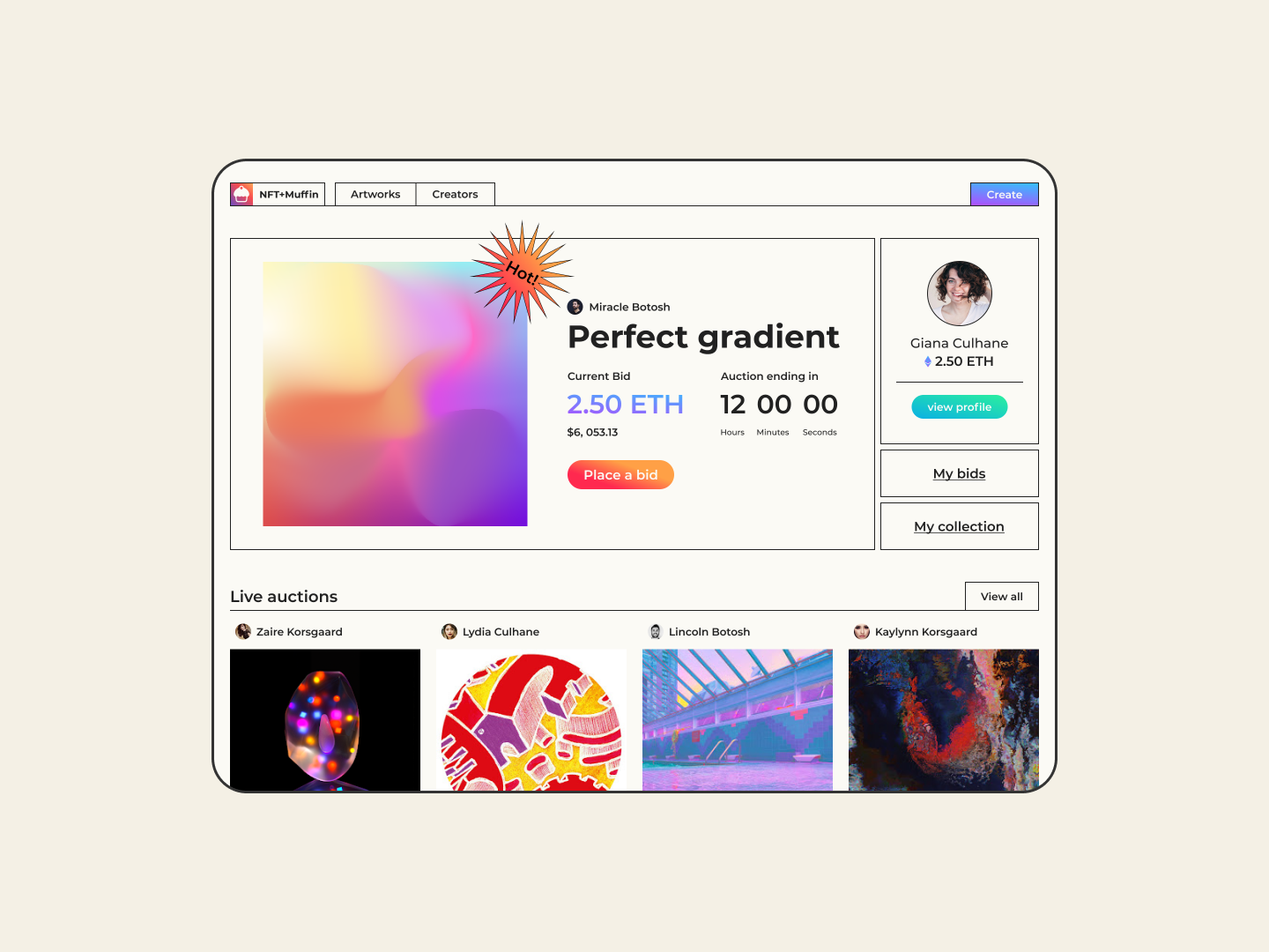 NFT auction website concept — Изображение №1 — Интерфейсы на Dprofile