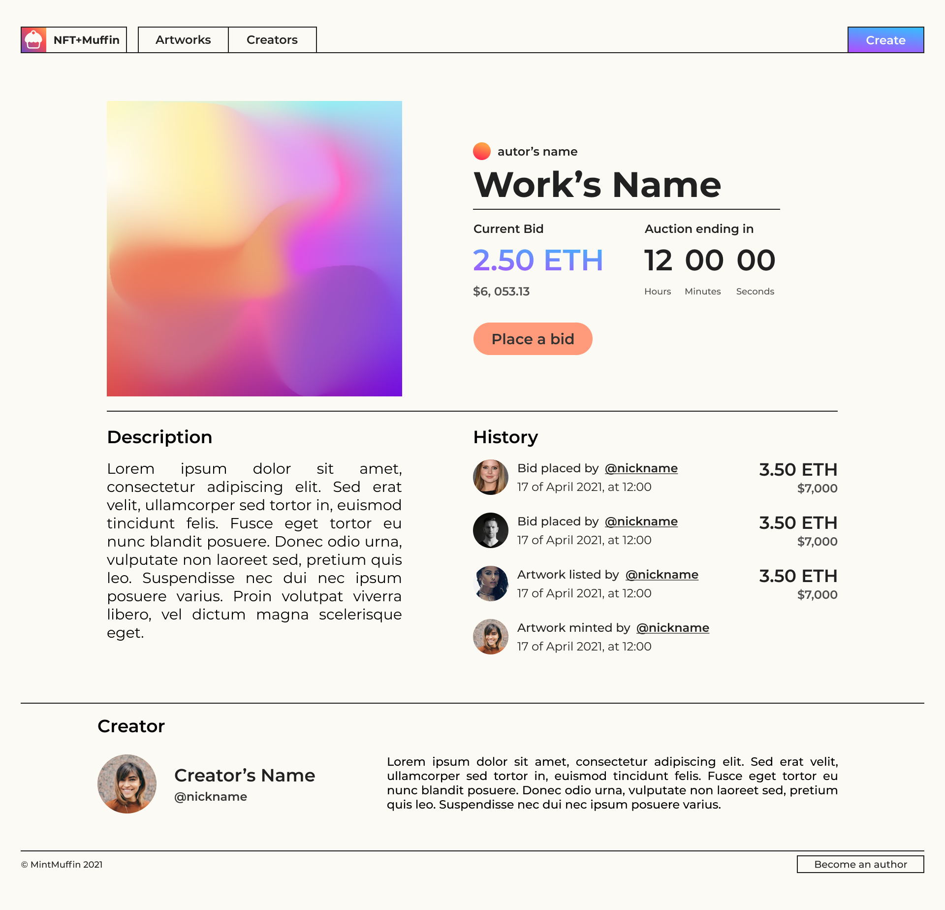NFT auction website concept — Изображение №7 — Интерфейсы на Dprofile