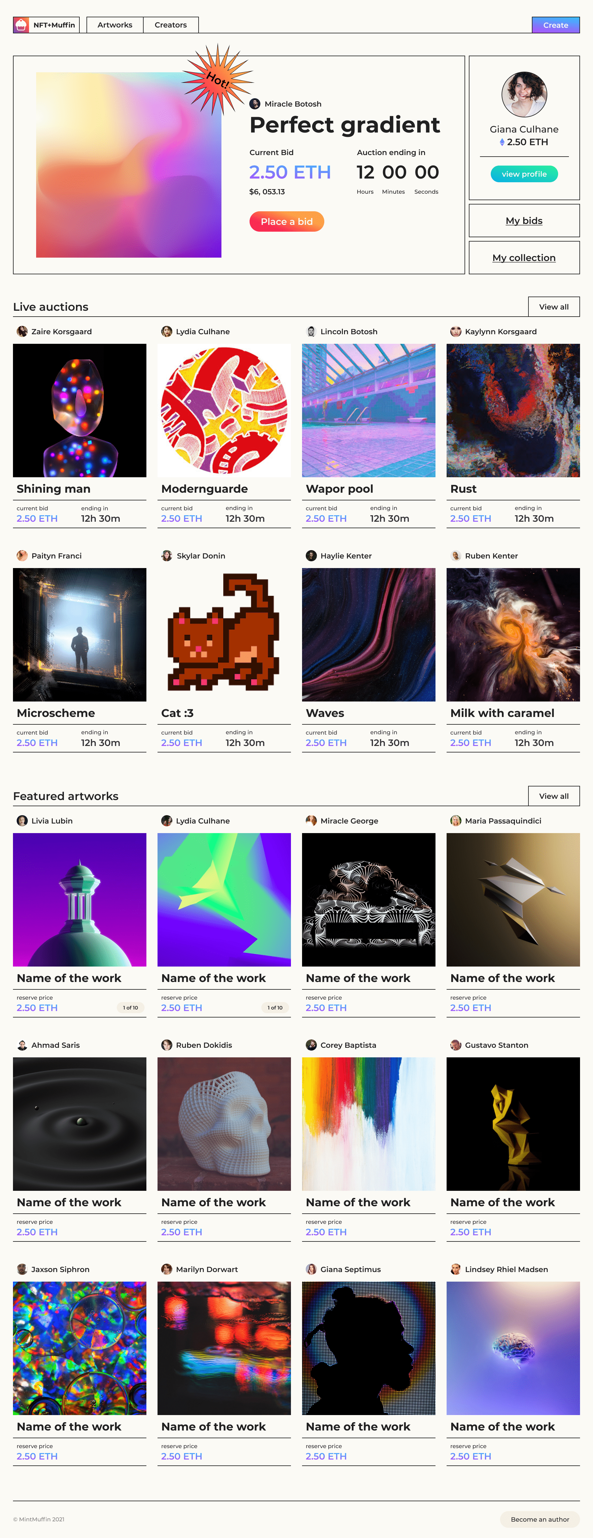 NFT auction website concept — Изображение №4 — Интерфейсы на Dprofile