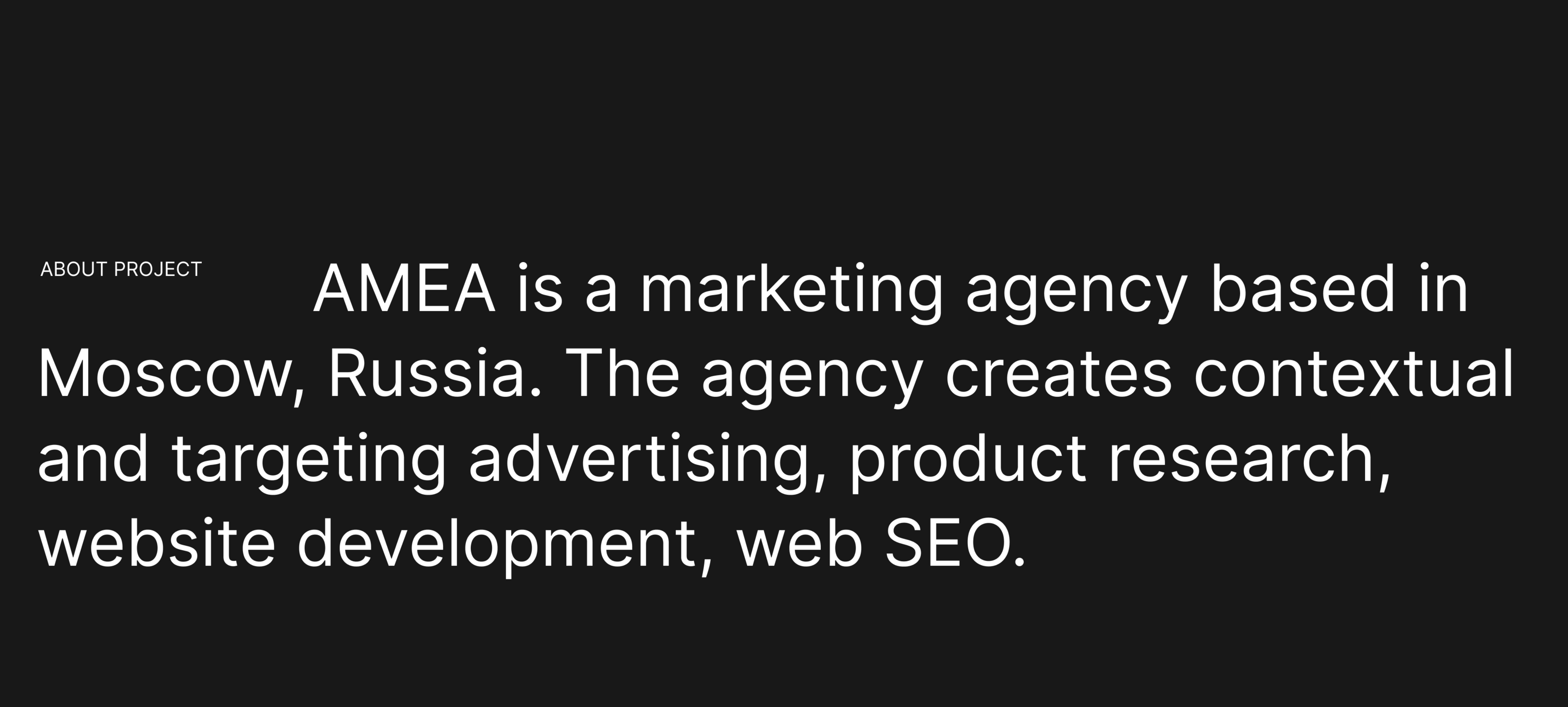 AMEA — marketing agency landing page — Изображение №2 — Интерфейсы, Брендинг на Dprofile