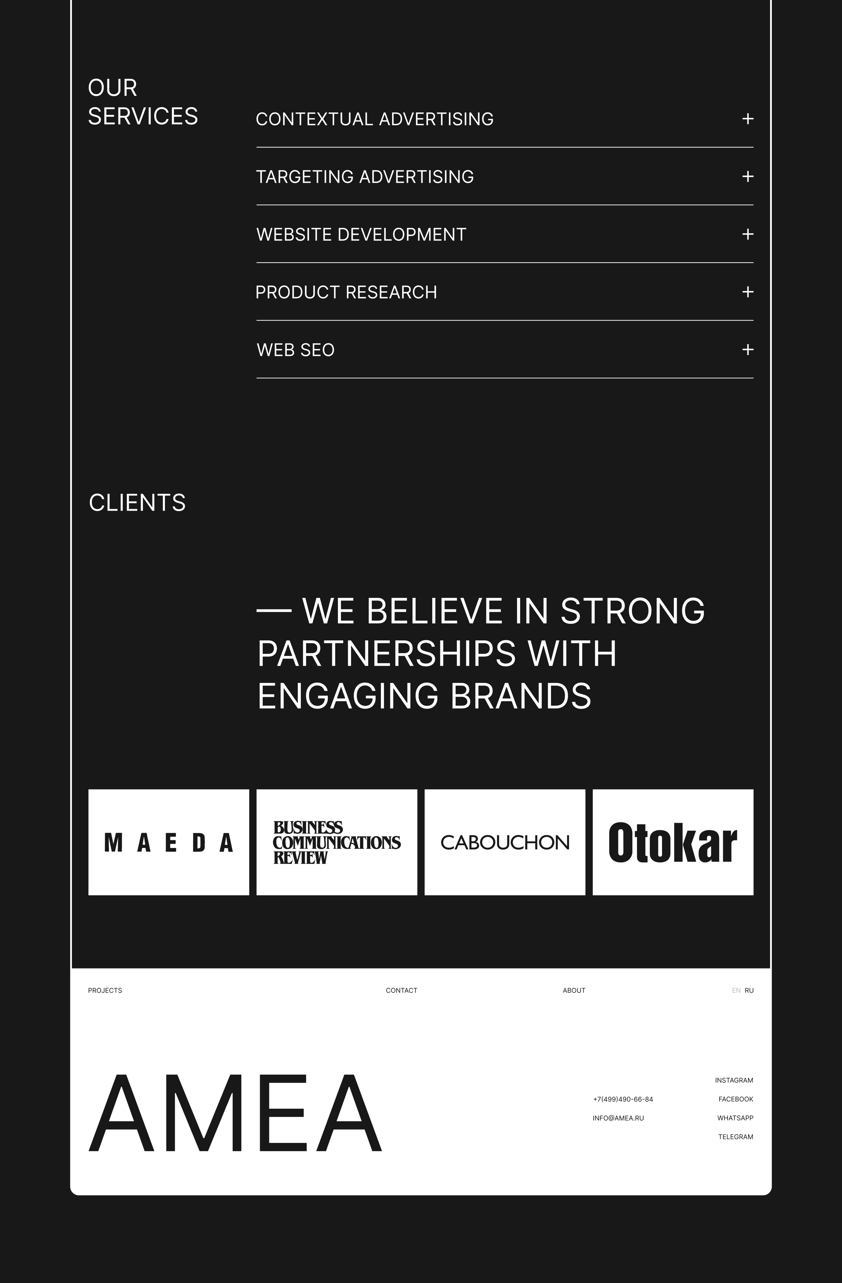 AMEA — marketing agency landing page — Изображение №9 — Интерфейсы, Брендинг на Dprofile