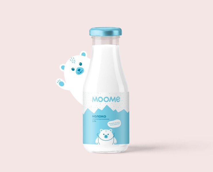 Логотип-персонаж детской молочной продукции Moome — Брендинг, Иллюстрация на Dprofile