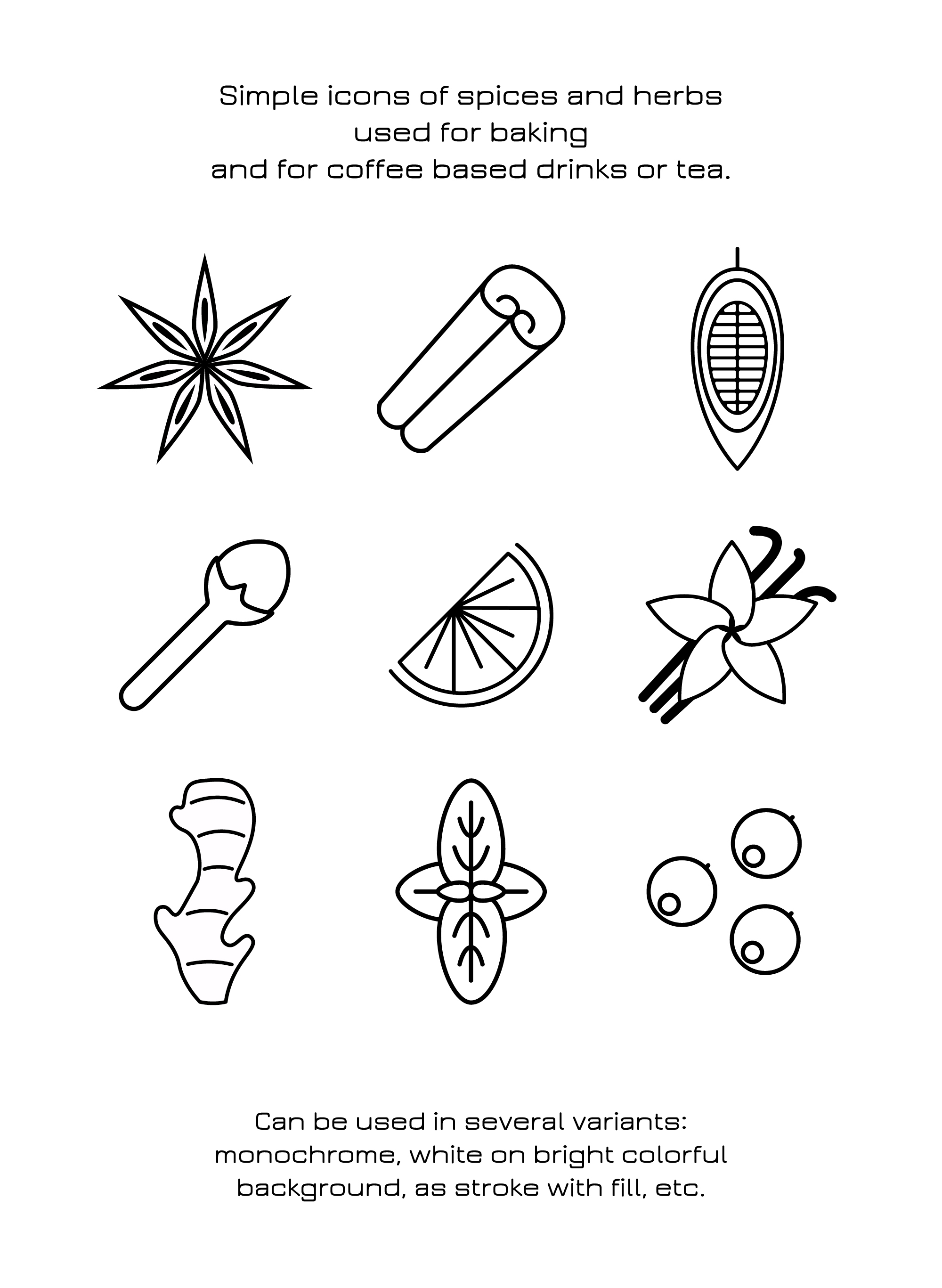 Simple icons for spices and herbs. — Изображение №2 — Брендинг, Иллюстрация на Dprofile