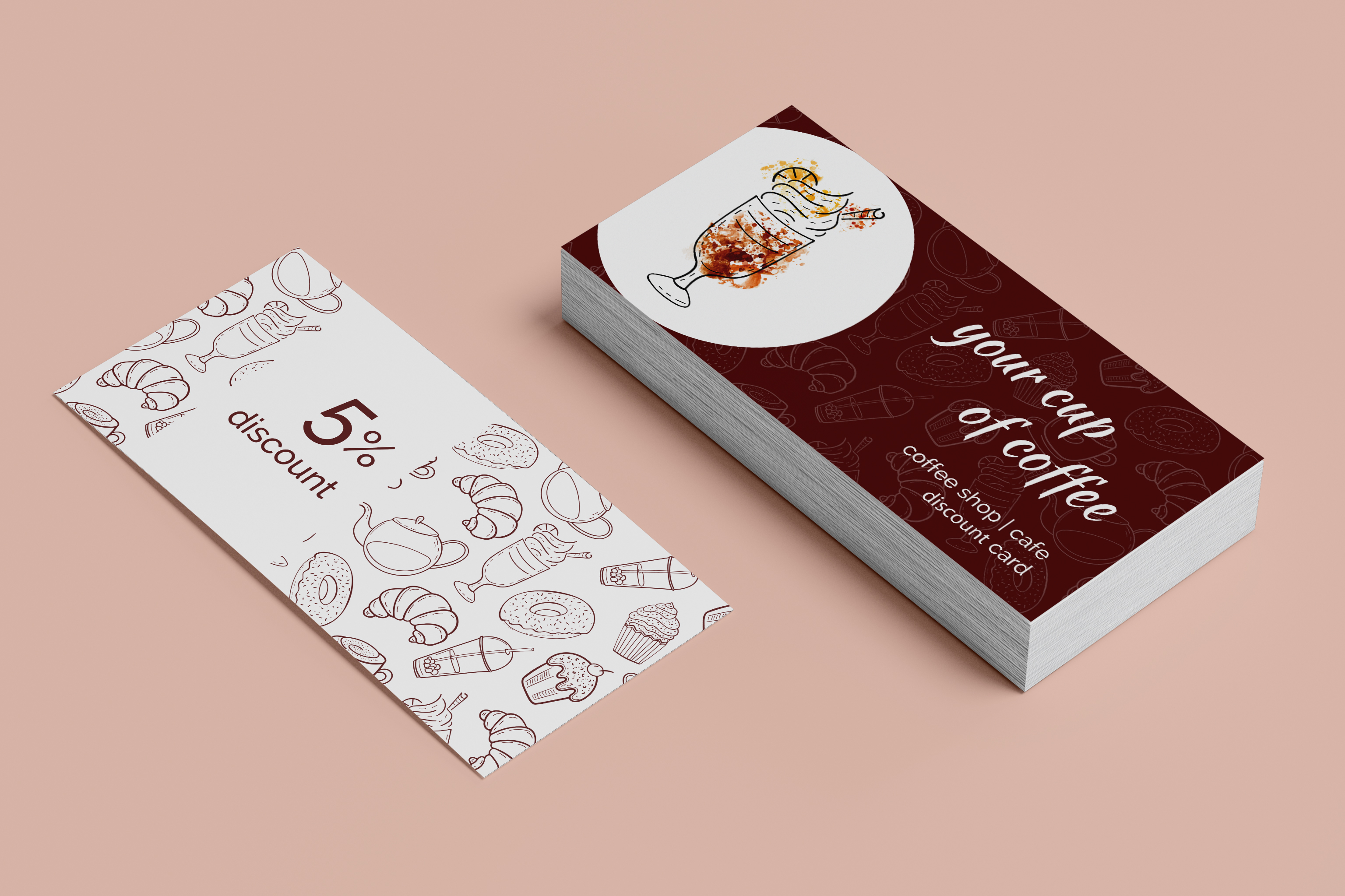 Discount or loyalty card for coffee shop and cafe — Изображение №1 — Иллюстрация, Графика на Dprofile