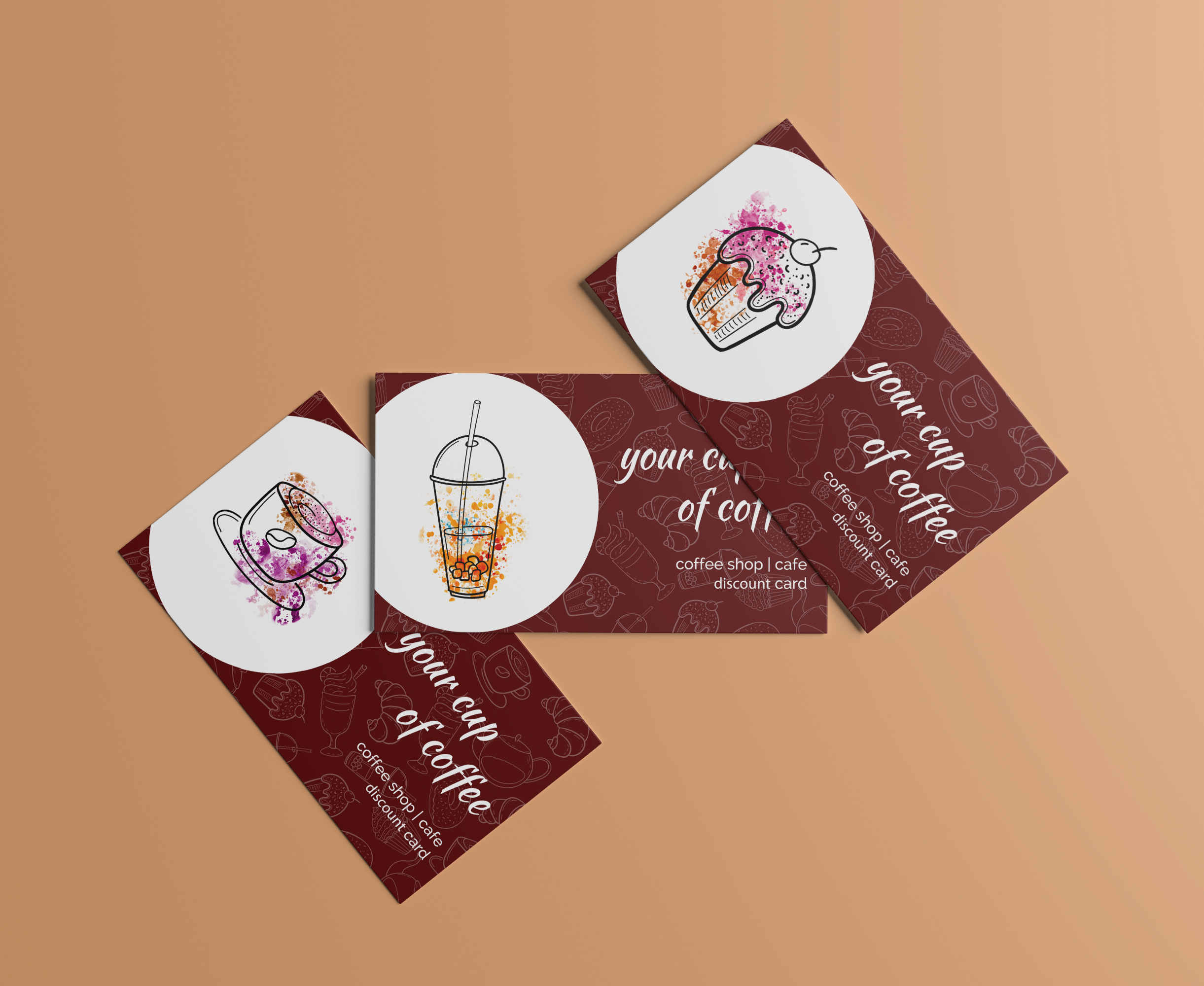 Discount or loyalty card for coffee shop and cafe — Изображение №2 — Иллюстрация, Графика на Dprofile