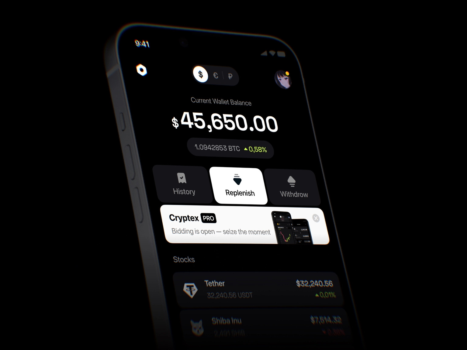 Cryptex — Crypto Wallet — Изображение №2 — Интерфейсы на Dprofile