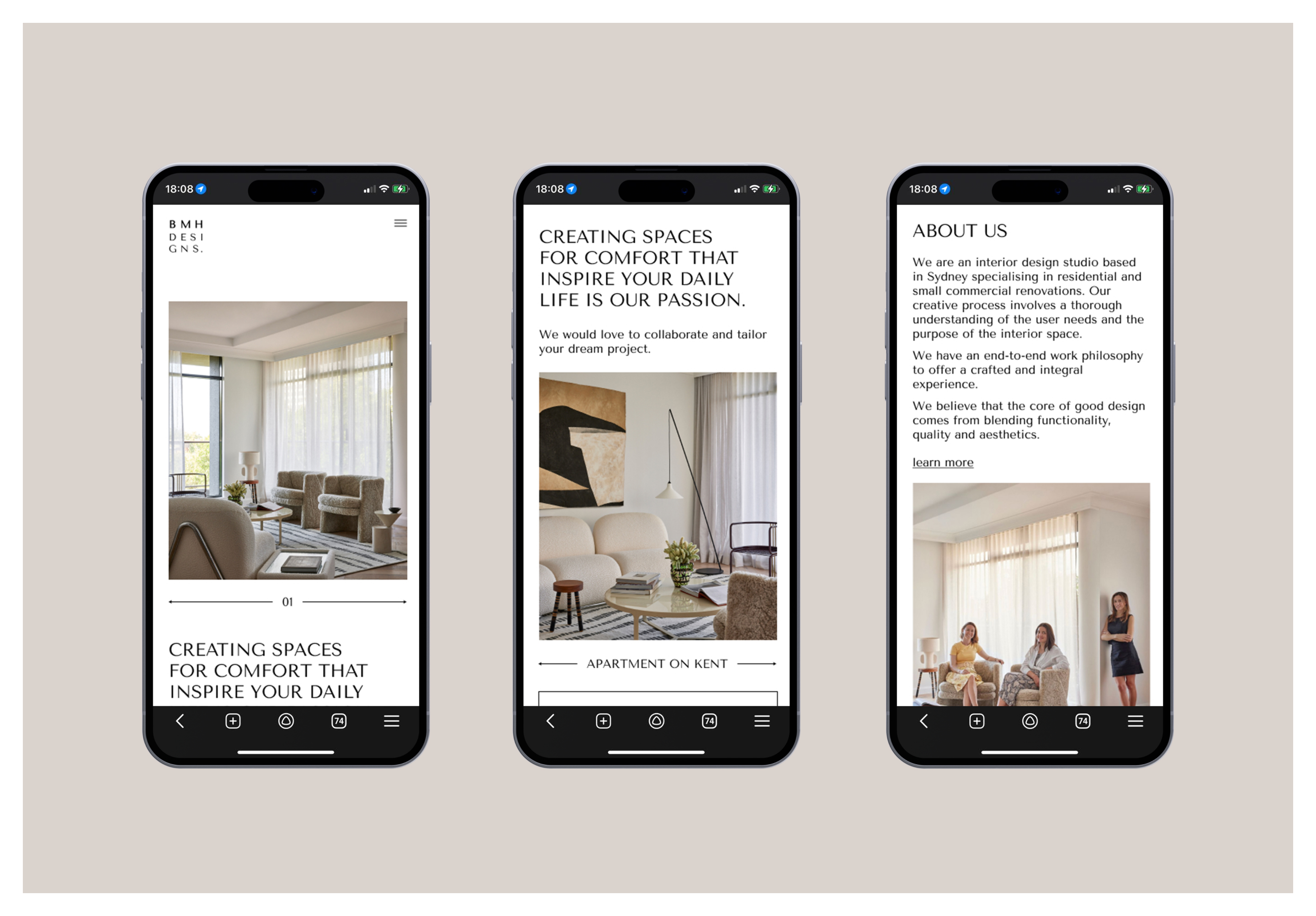 BMH interior design | Web design — Изображение №3 — Интерфейсы на Dprofile