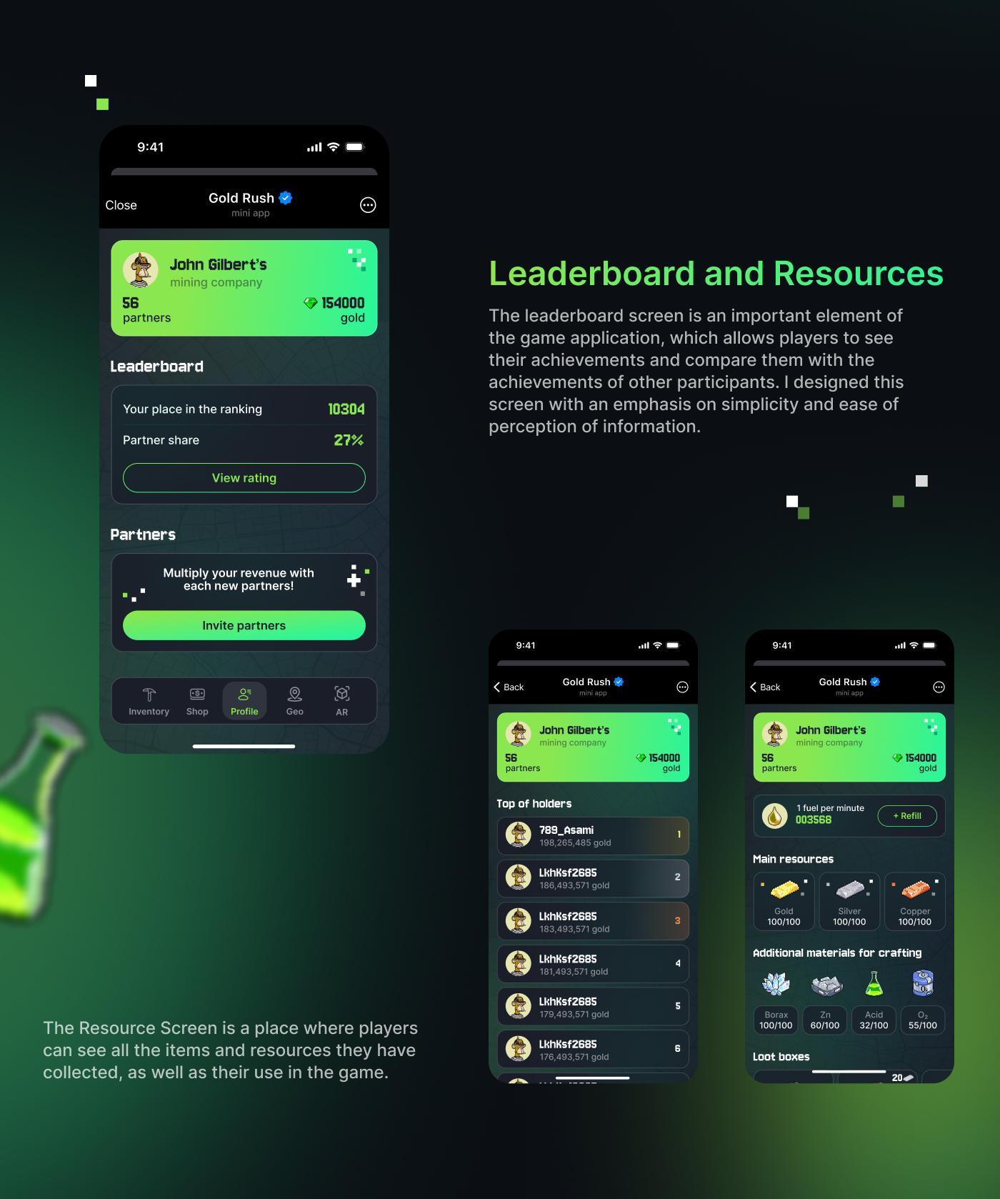 Telegram mini-app "Gold Rush" — Изображение №4 — Интерфейсы, Брендинг на Dprofile