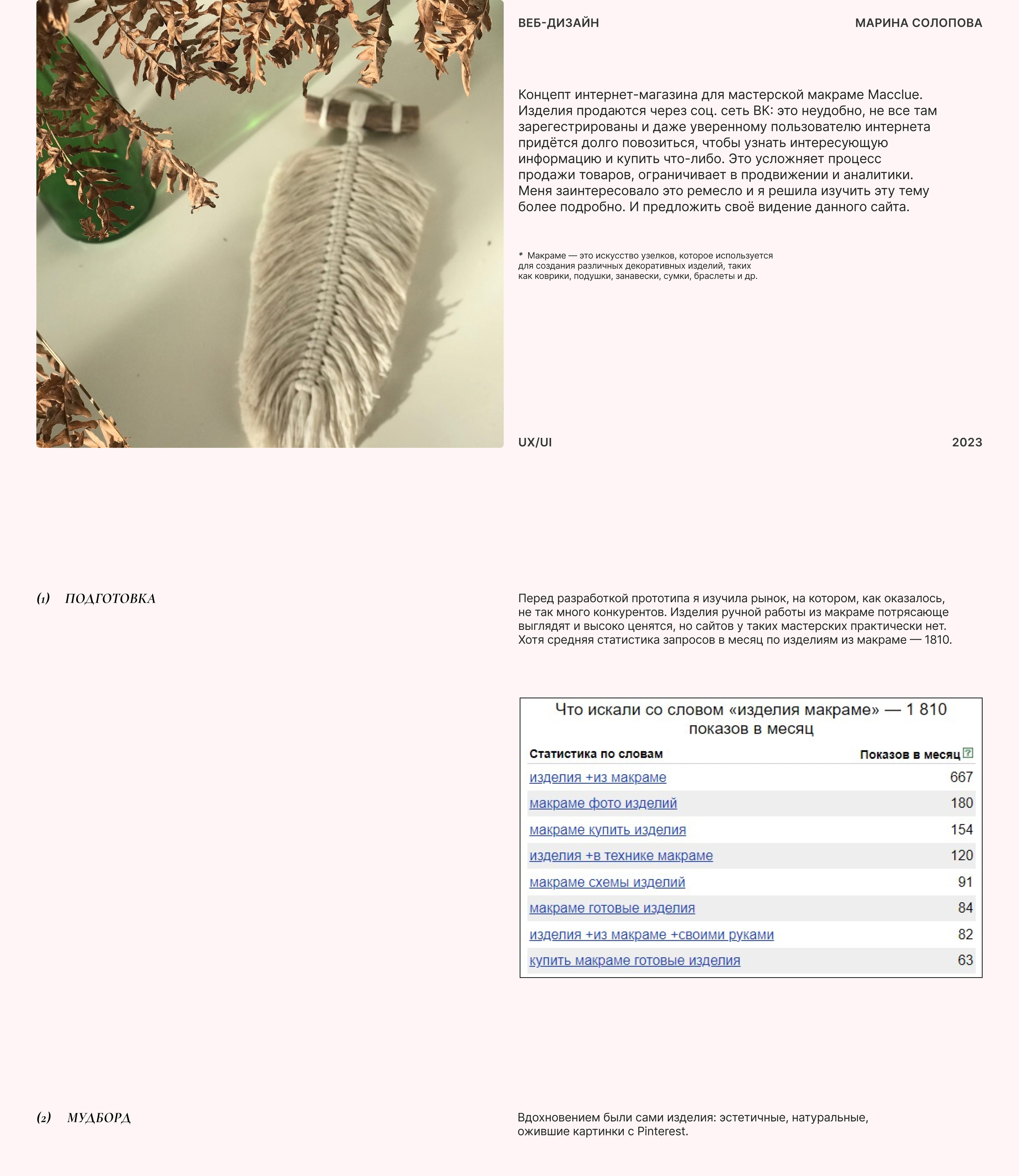 Интернет-магазин мастерской макраме — Изображение №1 — Интерфейсы на Dprofile