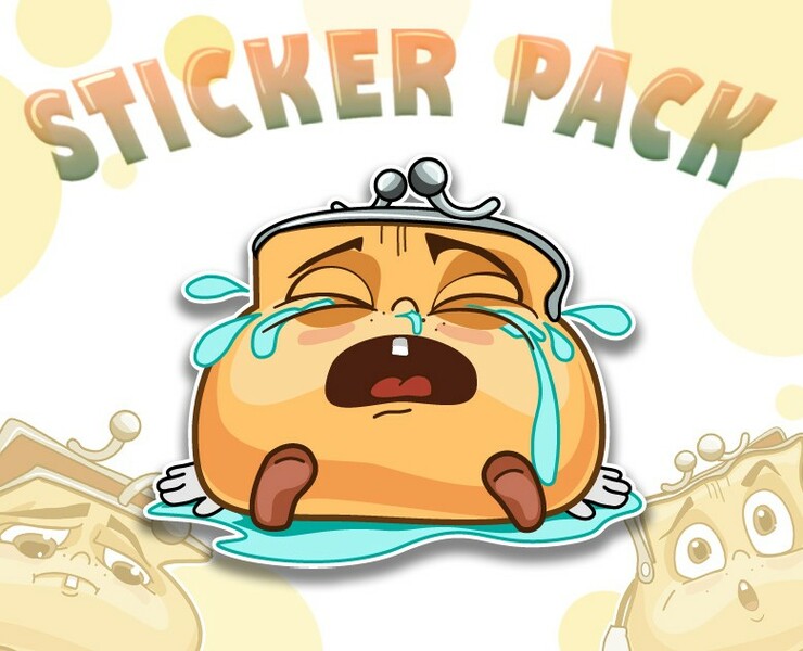 Sticker pack. Cute wallet — Иллюстрация на Dprofile