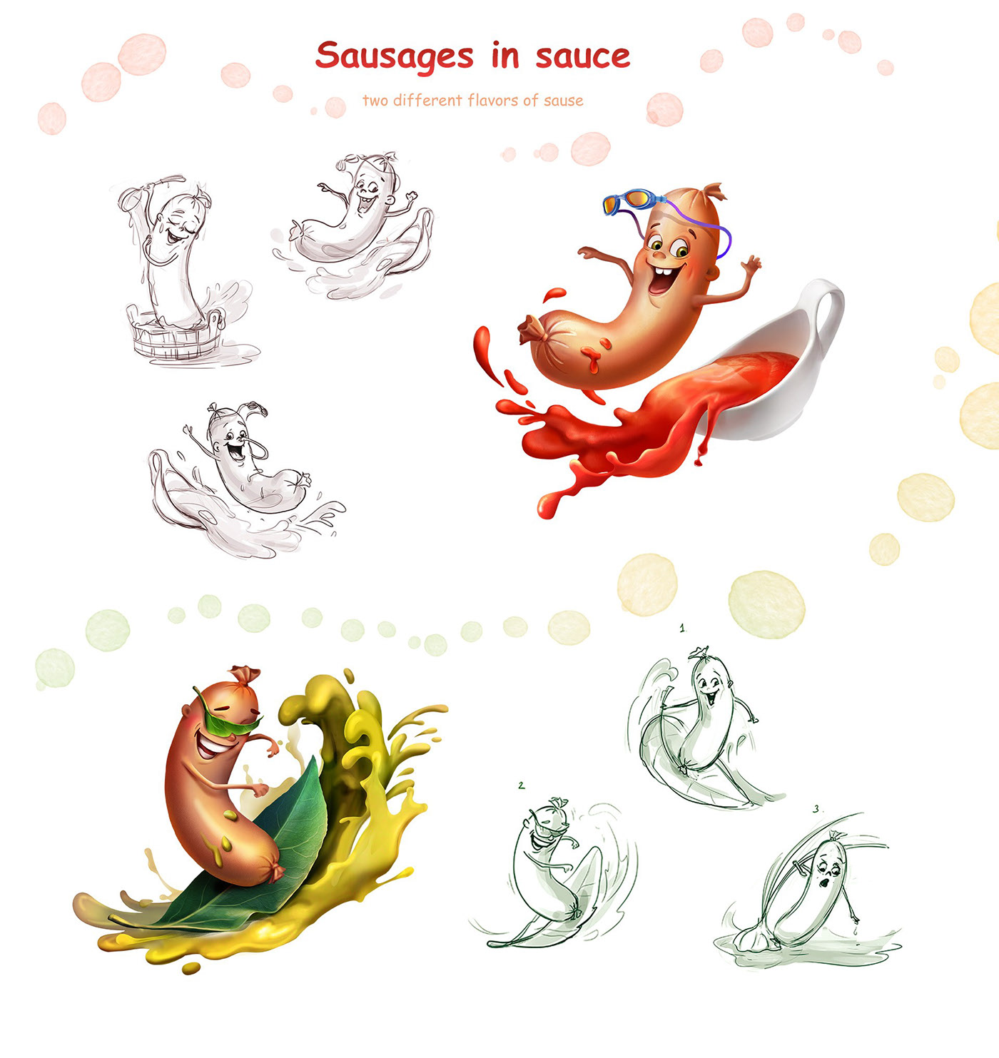Characters design (sausages) — Изображение №3 — Брендинг, Иллюстрация на Dprofile