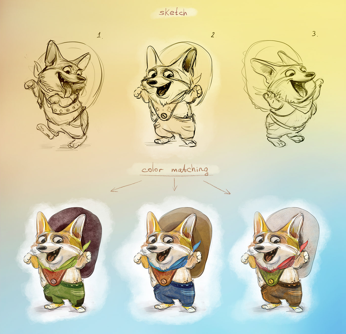 joyful corgi (2d character) — Изображение №2 — Брендинг, Иллюстрация на Dprofile
