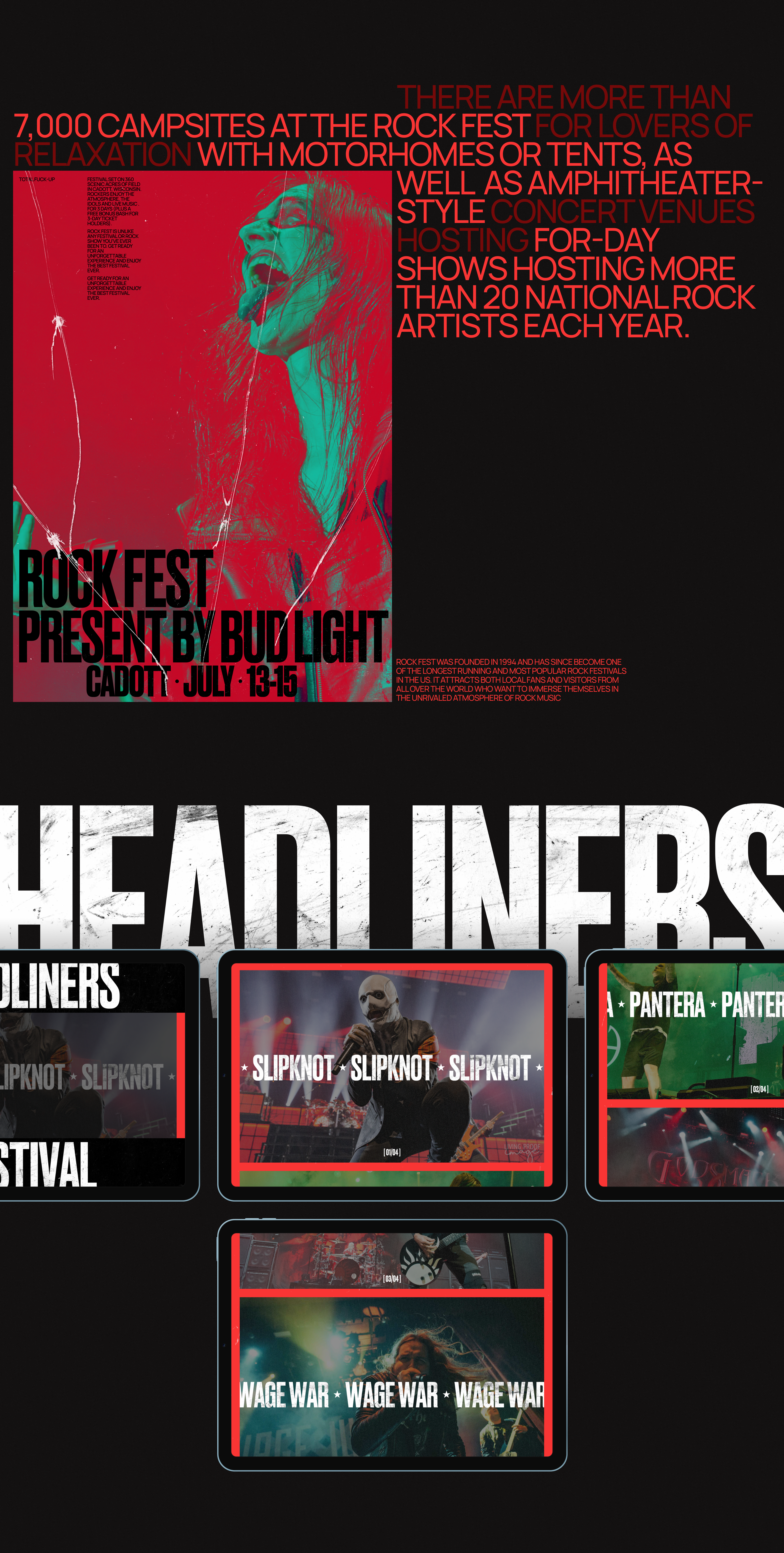LANDING PAGE | ROCK FEST 2023 — Изображение №3 — Интерфейсы, Брендинг на Dprofile