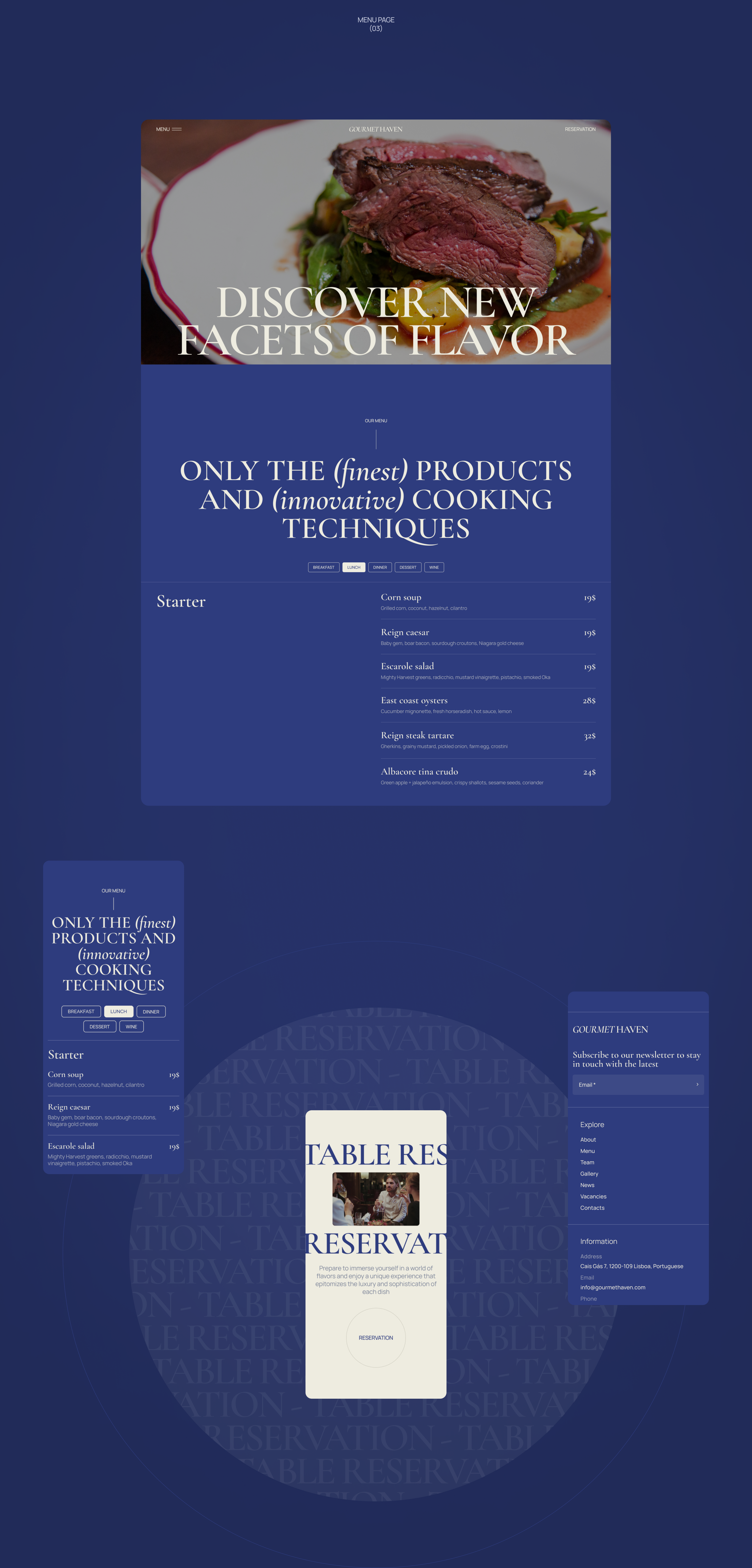 GOURMET HAVEN | CORPORATE WEBSITE — Изображение №5 — Интерфейсы, Брендинг на Dprofile