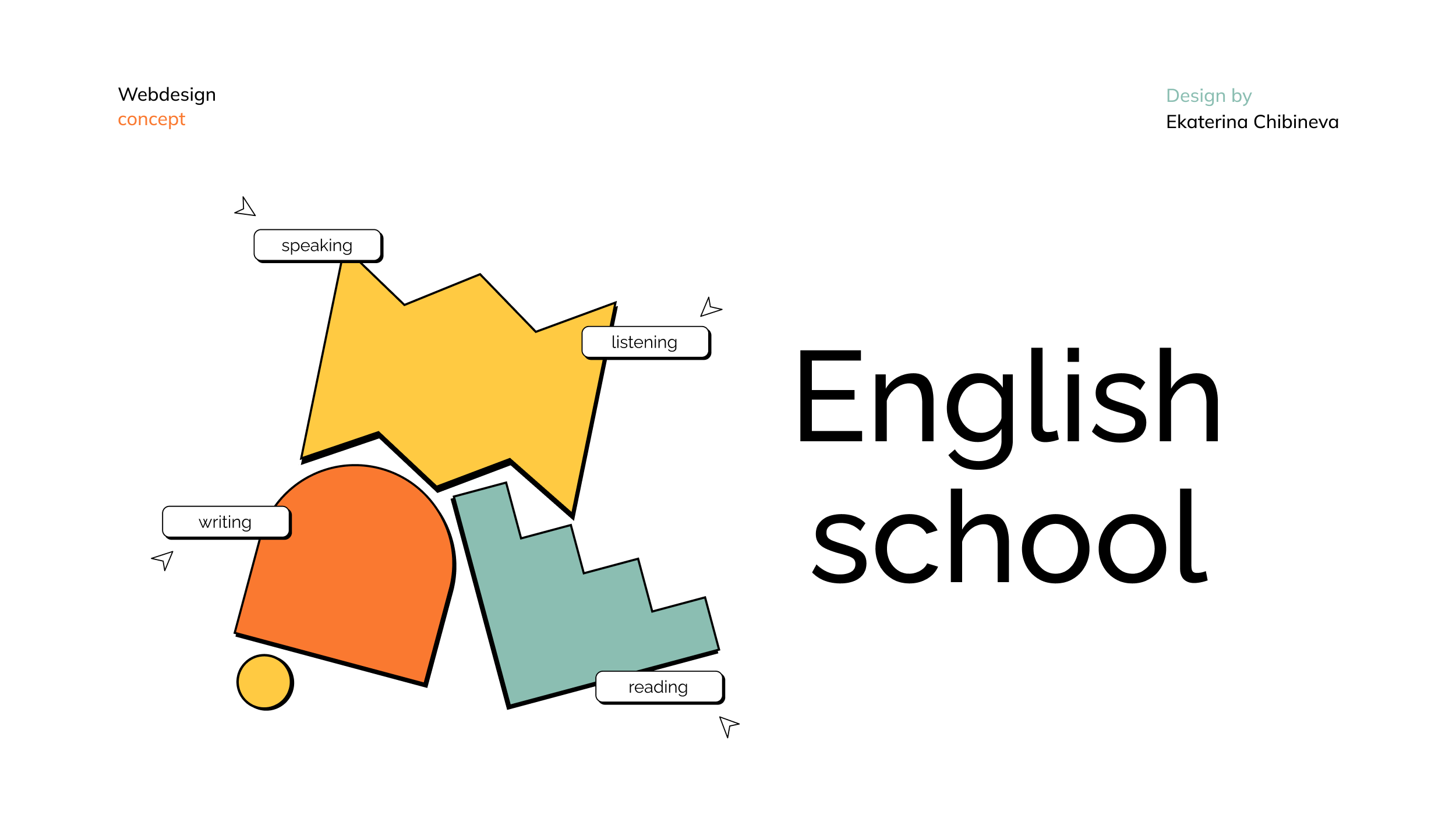 English school - landing page design | Neobrutalism — Изображение №1 — Интерфейсы на Dprofile