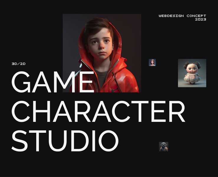 GAME CHARACTER STUDIO | WEBSITE DESIGN | UX/UI DESIGN — Интерфейсы, Иллюстрация на Dprofile