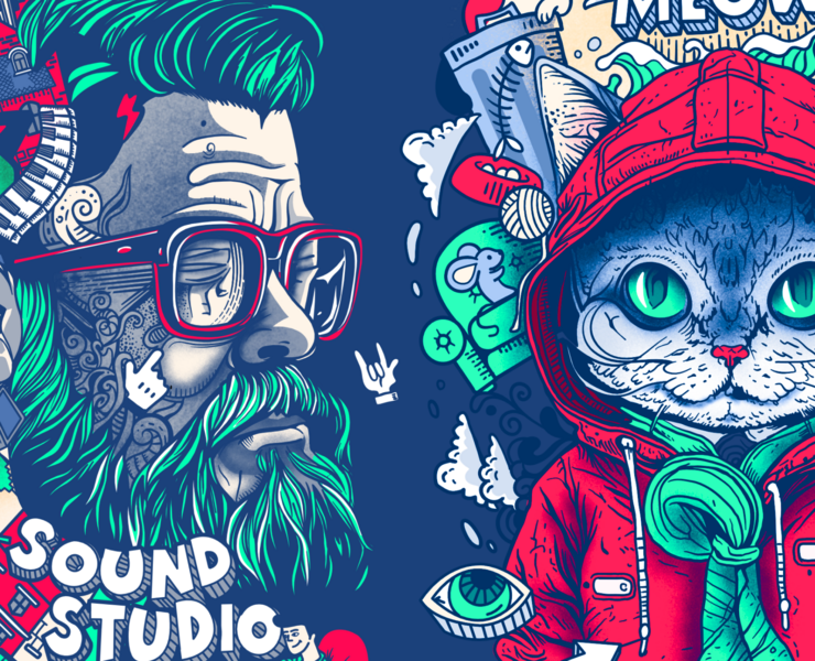 Doodle illustrations for t-shirts — Брендинг, Иллюстрация на Dprofile