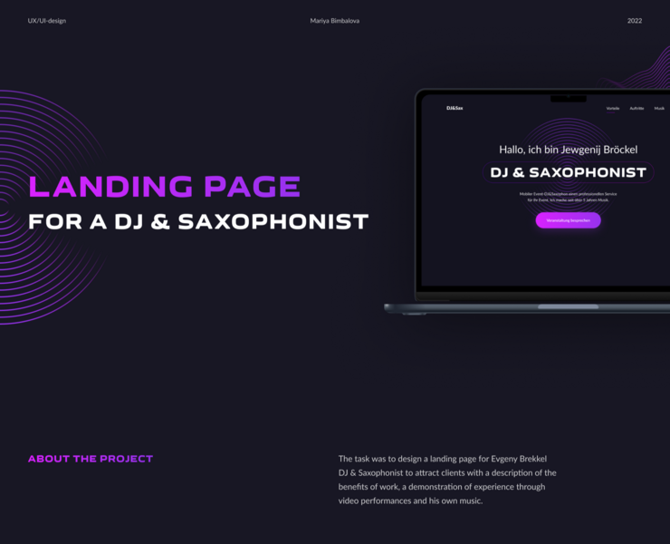 Landing page for DJ & Saxophonist | Website — Интерфейсы на Dprofile