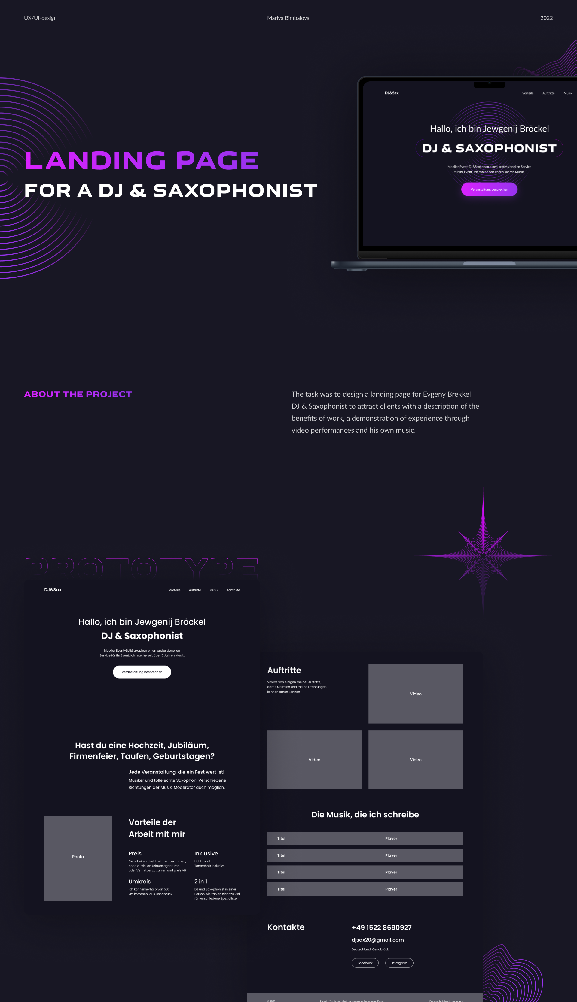 Landing page for DJ & Saxophonist | Website — Изображение №1 — Интерфейсы на Dprofile