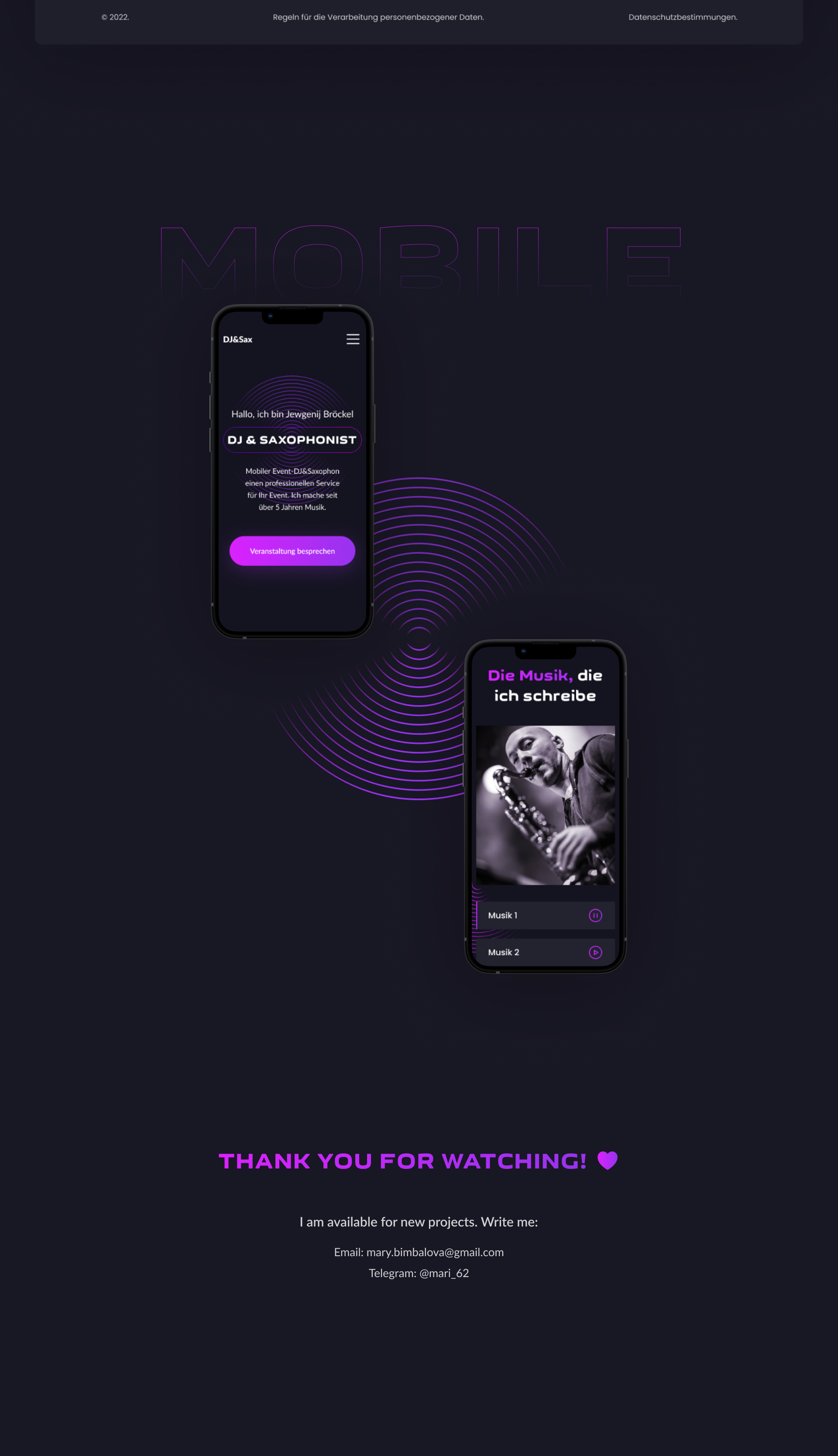 Landing page for DJ & Saxophonist | Website — Изображение №4 — Интерфейсы на Dprofile