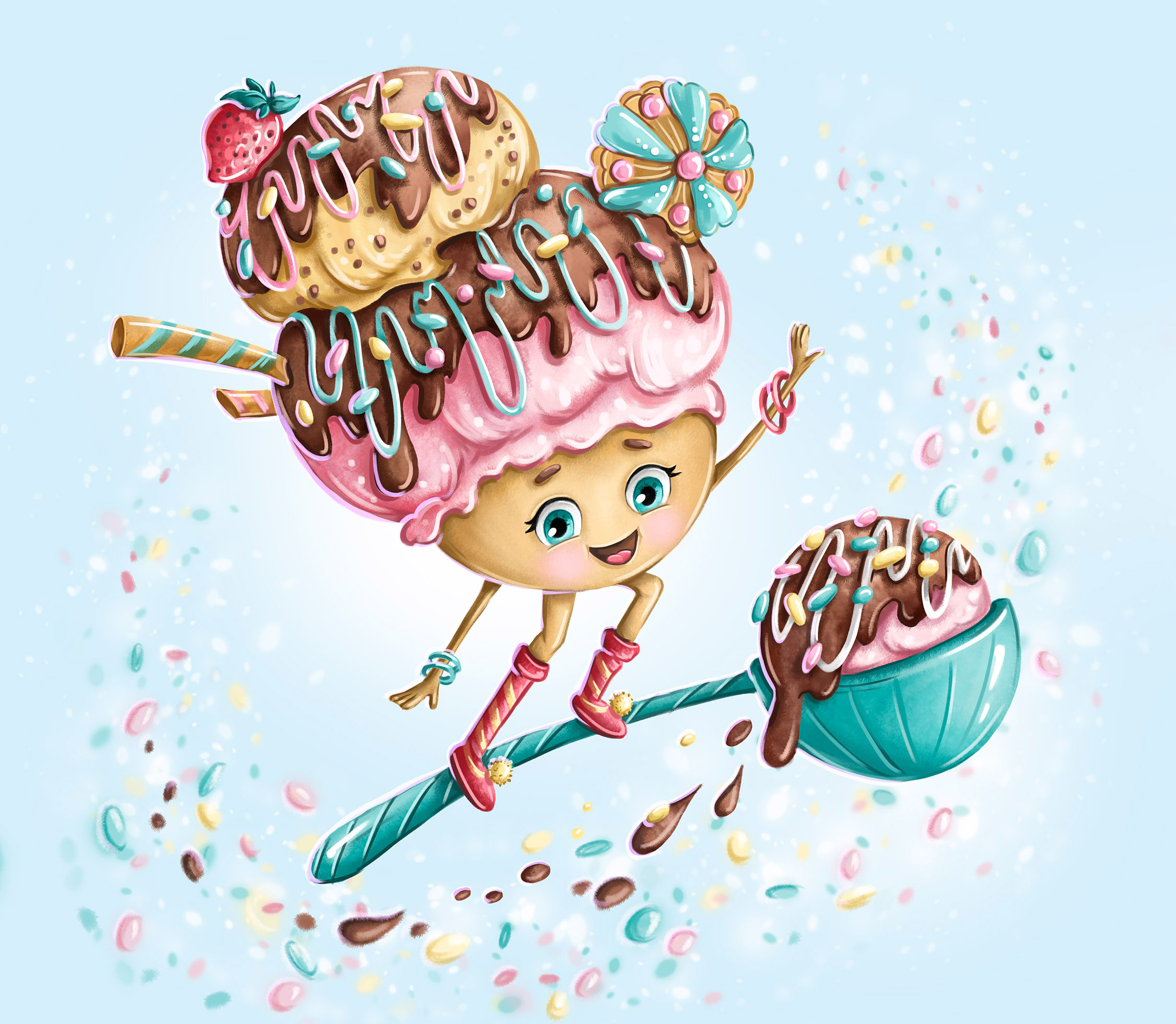 Бренд персонаж Мими для кафе-мороженое — Изображение №5 — Брендинг, Иллюстрация на Dprofile