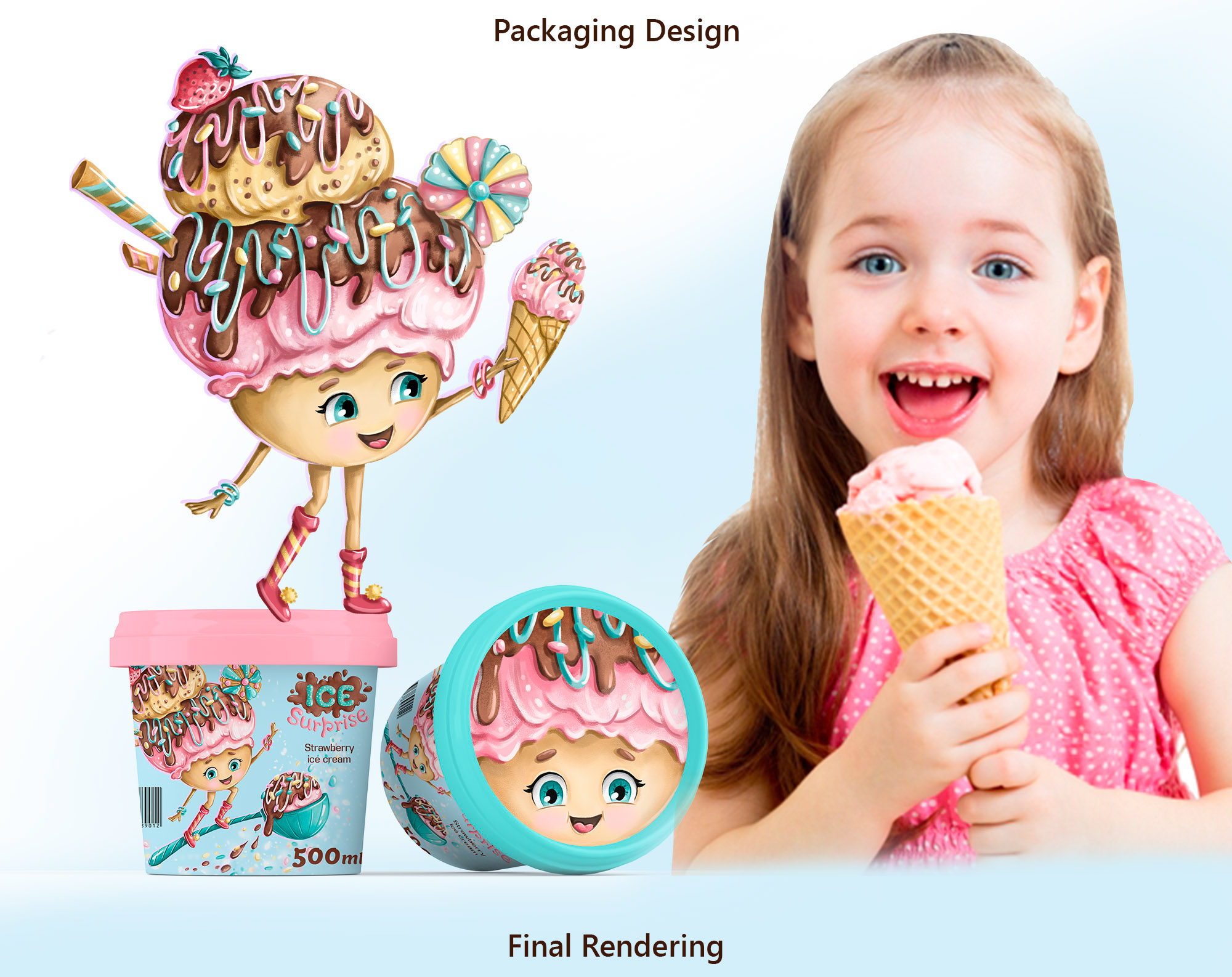 Бренд персонаж Мими для кафе-мороженое — Изображение №4 — Брендинг, Иллюстрация на Dprofile