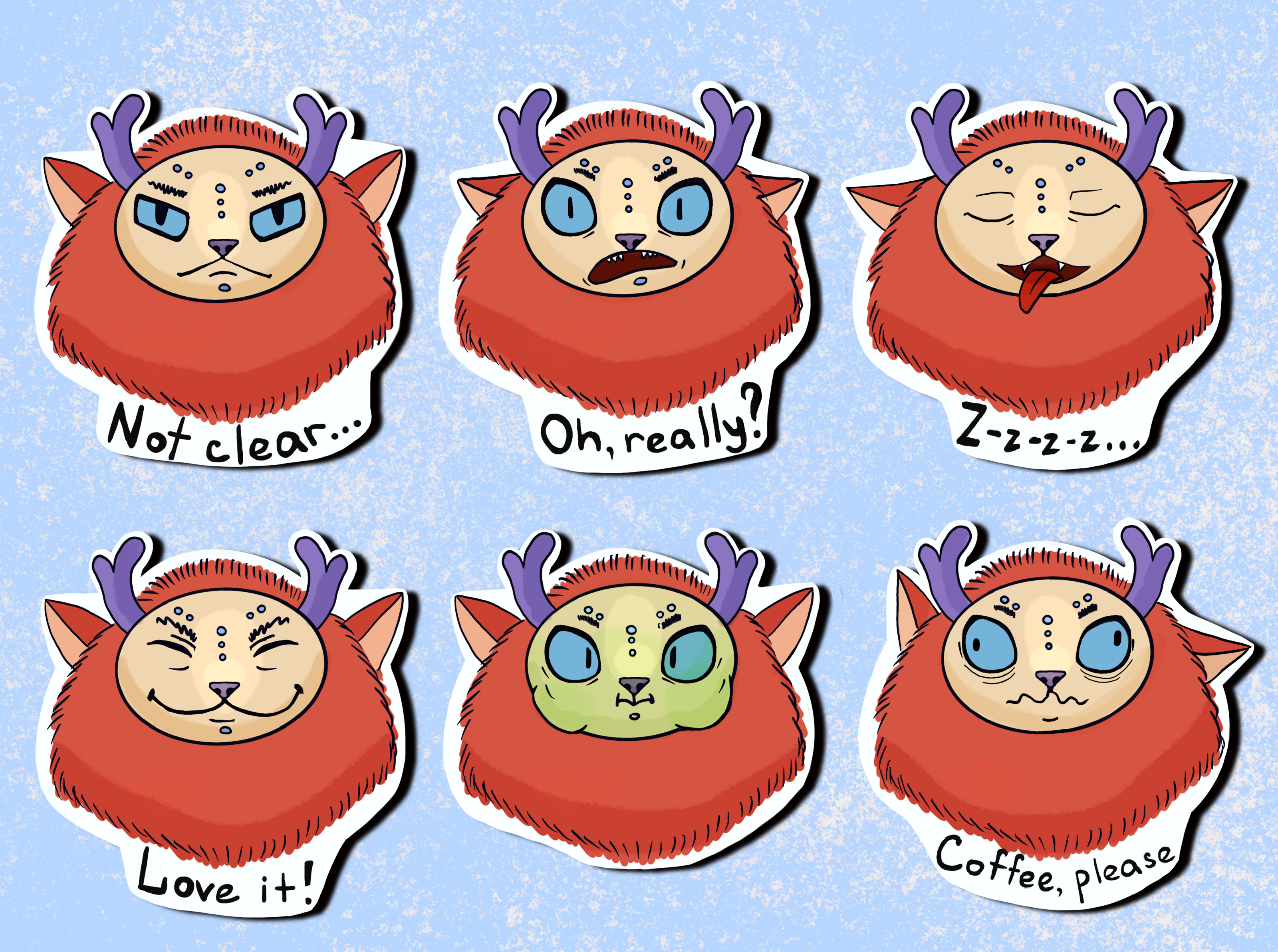 Дизайн персонажа и стикерпака (монстр Майло) — Изображение №7 — Иллюстрация на Dprofile