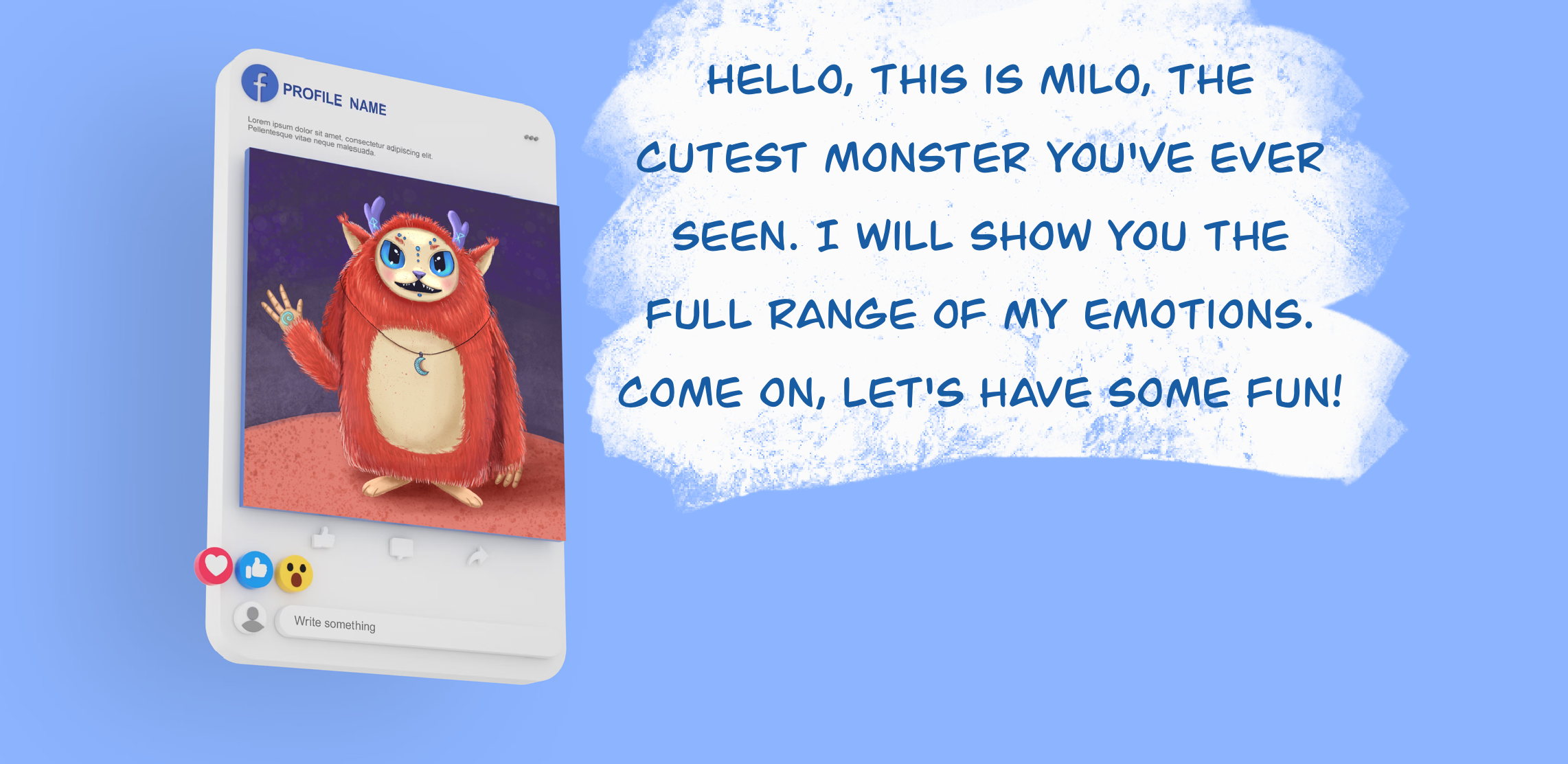 Дизайн персонажа и стикерпака (монстр Майло) — Изображение №1 — Иллюстрация на Dprofile