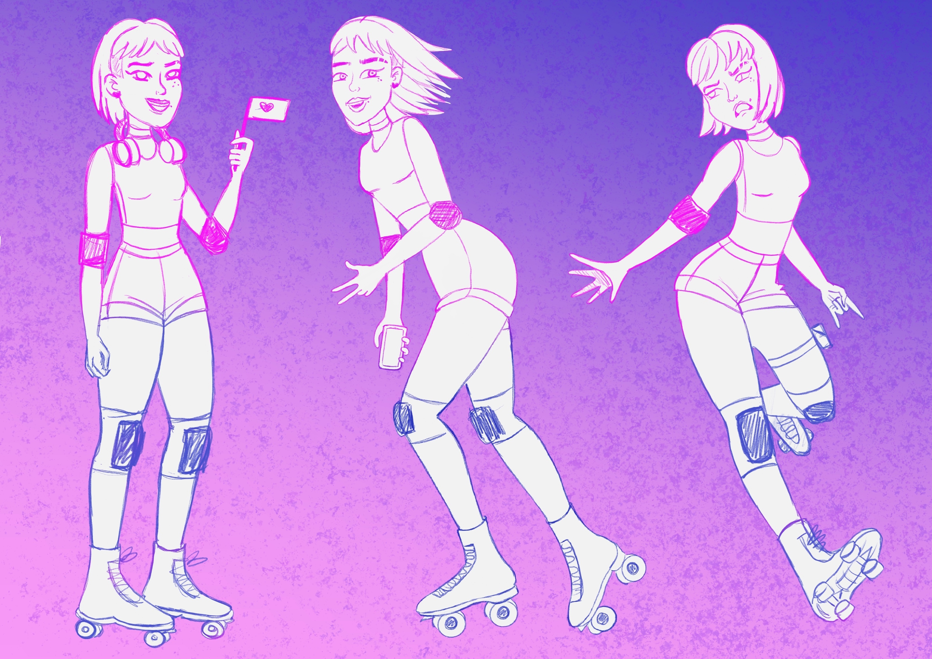 Дизайн персонажа (девушка на роликах) — Изображение №8 — Иллюстрация на Dprofile