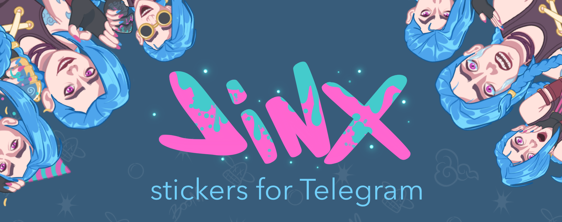 Стикеры для телеграм. Джинкс из Arcane — Изображение №1 — Иллюстрация на Dprofile