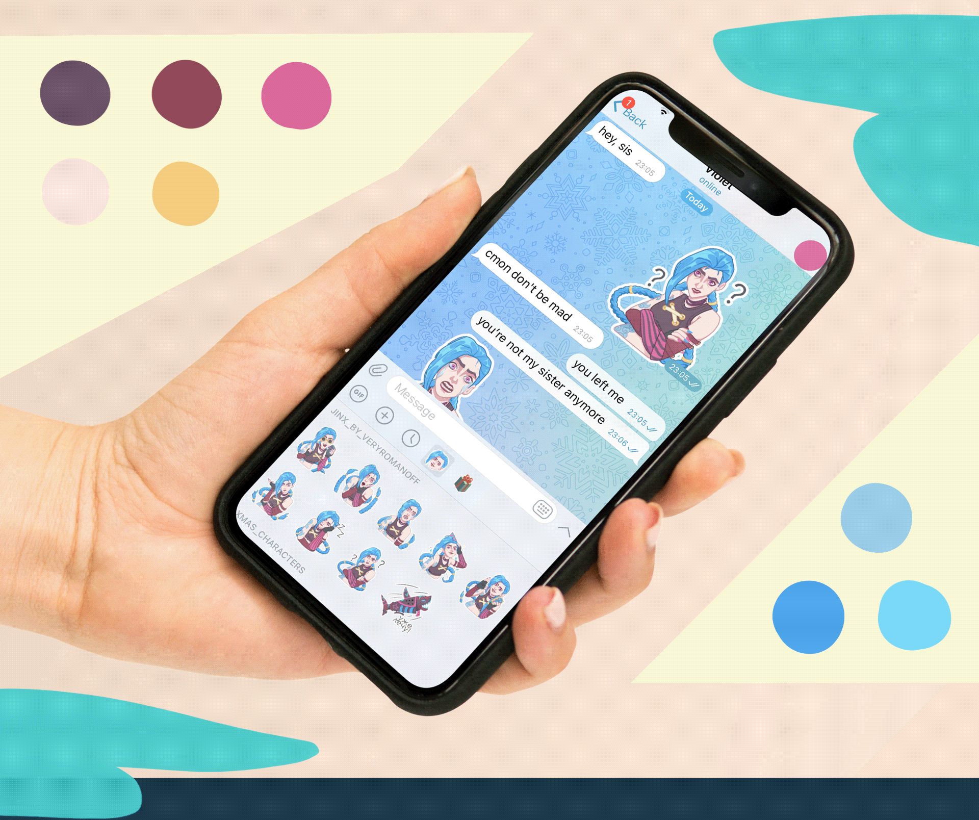 Стикеры для телеграм. Джинкс из Arcane — Изображение №4 — Иллюстрация на Dprofile