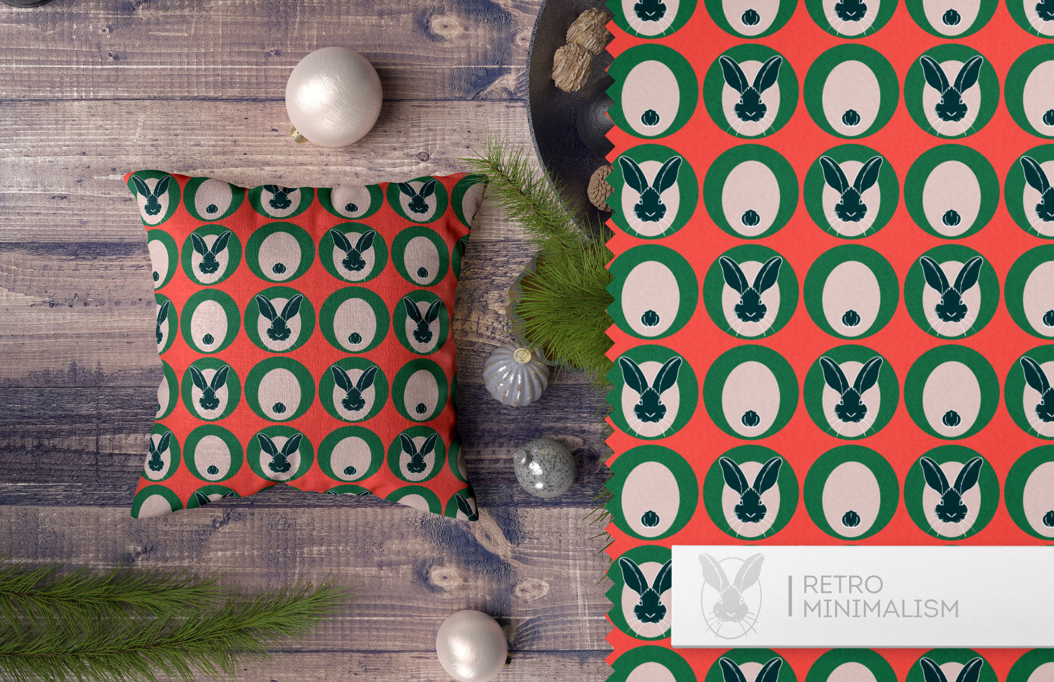 Rabbit in retro style. Collection of seamless patterns — Изображение №6 — Графика на Dprofile