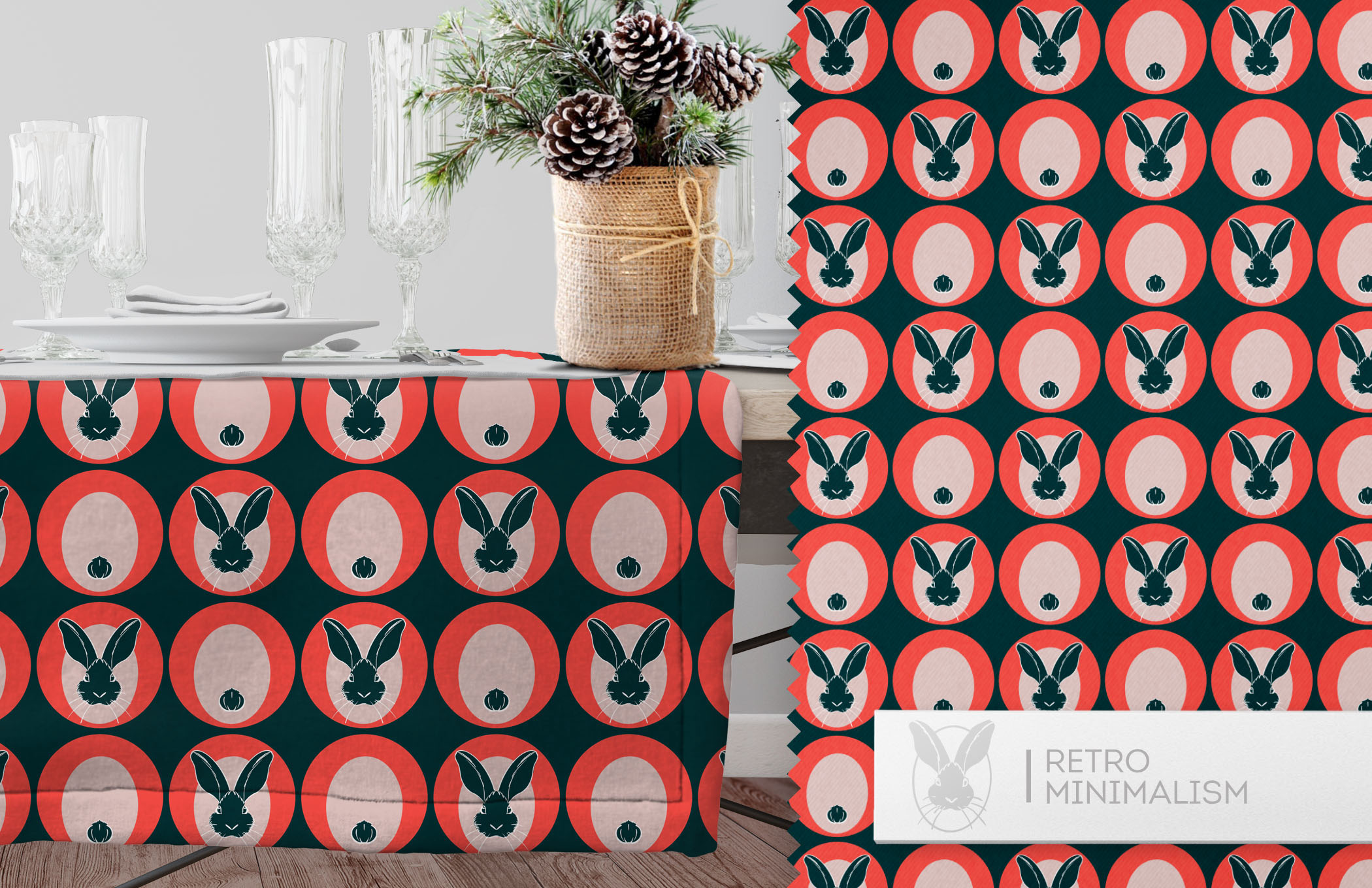 Rabbit in retro style. Collection of seamless patterns — Изображение №7 — Графика на Dprofile