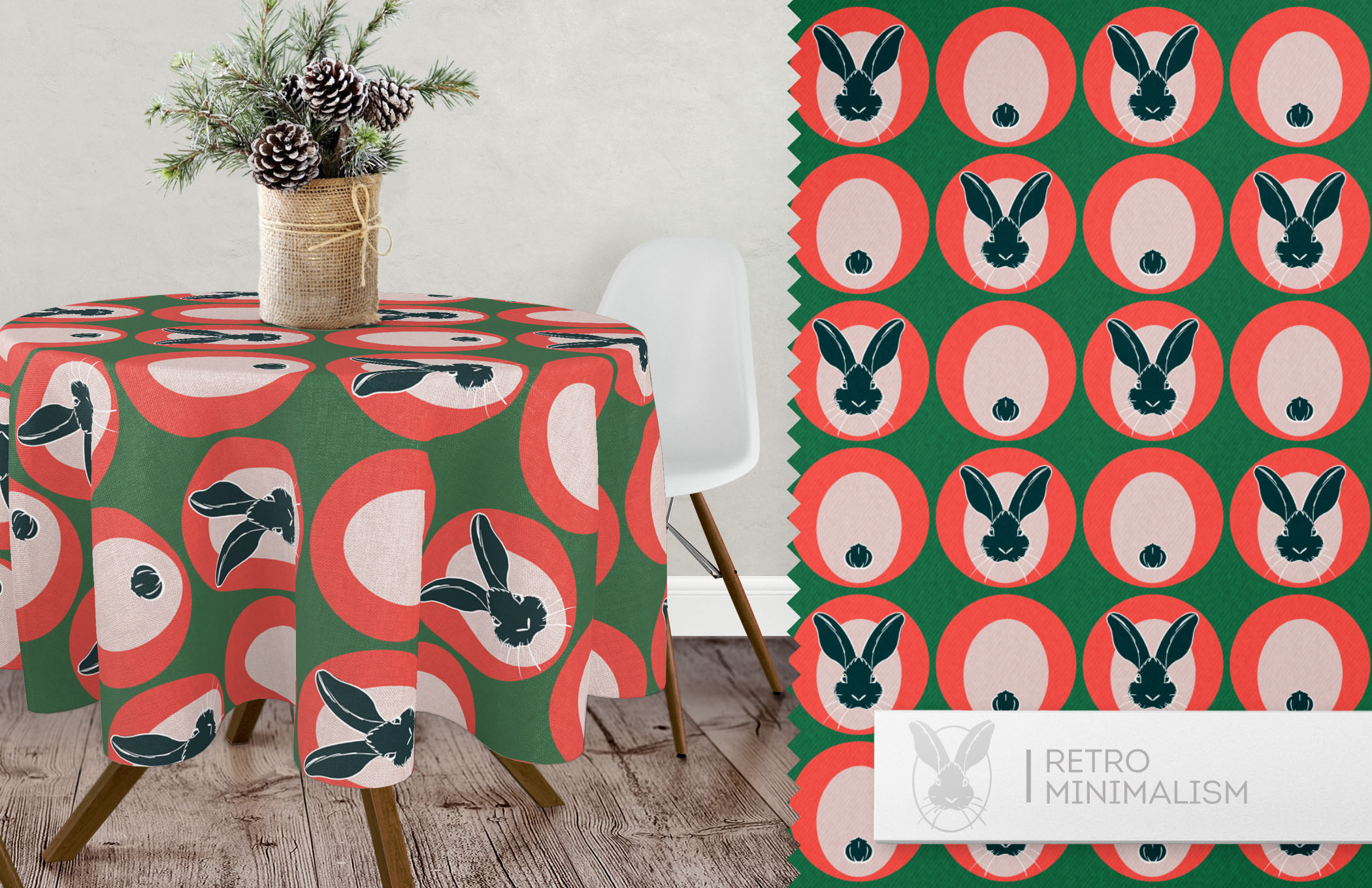 Rabbit in retro style. Collection of seamless patterns — Изображение №2 — Графика на Dprofile