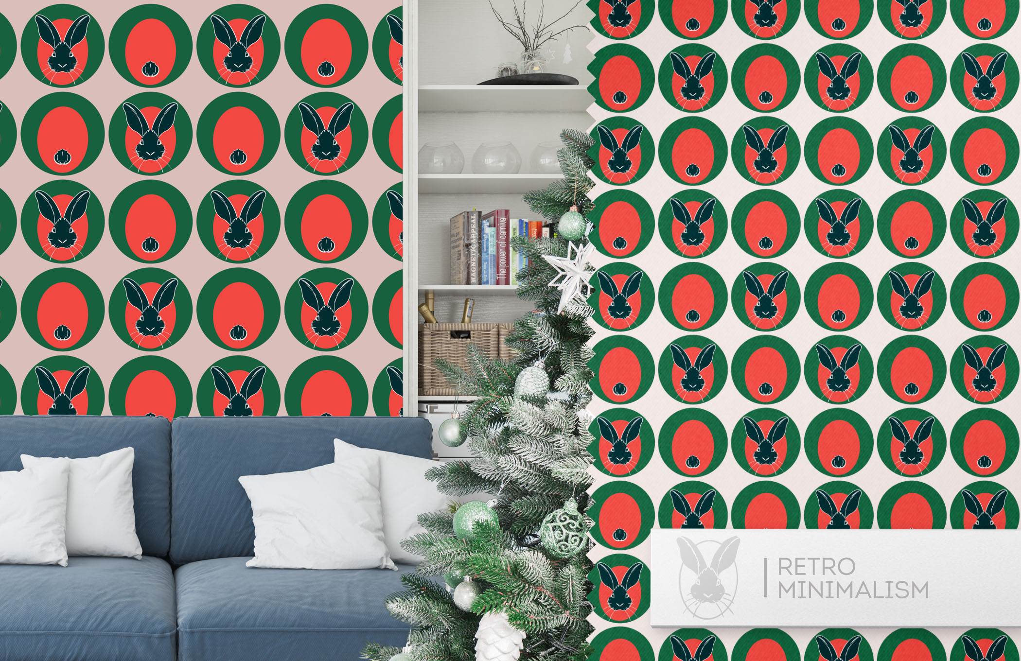 Rabbit in retro style. Collection of seamless patterns — Изображение №3 — Графика на Dprofile